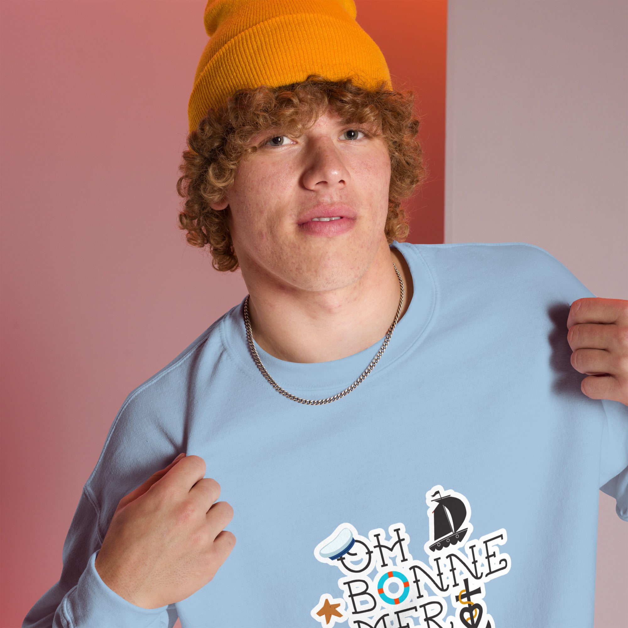 Sweat Unisexe à Col Rond Oh Bonne Mer 3 sur couleurs claires