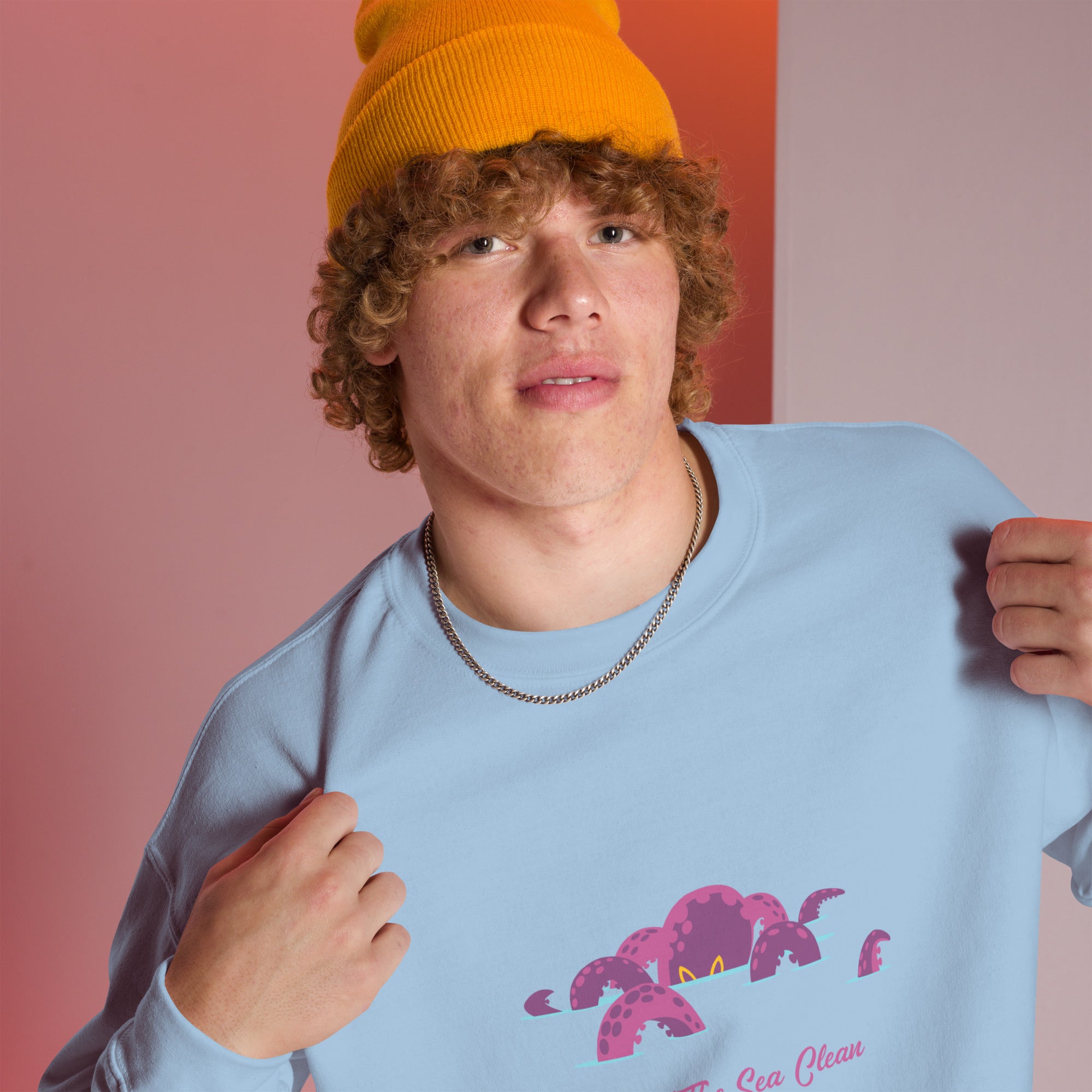 Sweat Unisexe à Col Rond Octopus Purple sur couleurs claires
