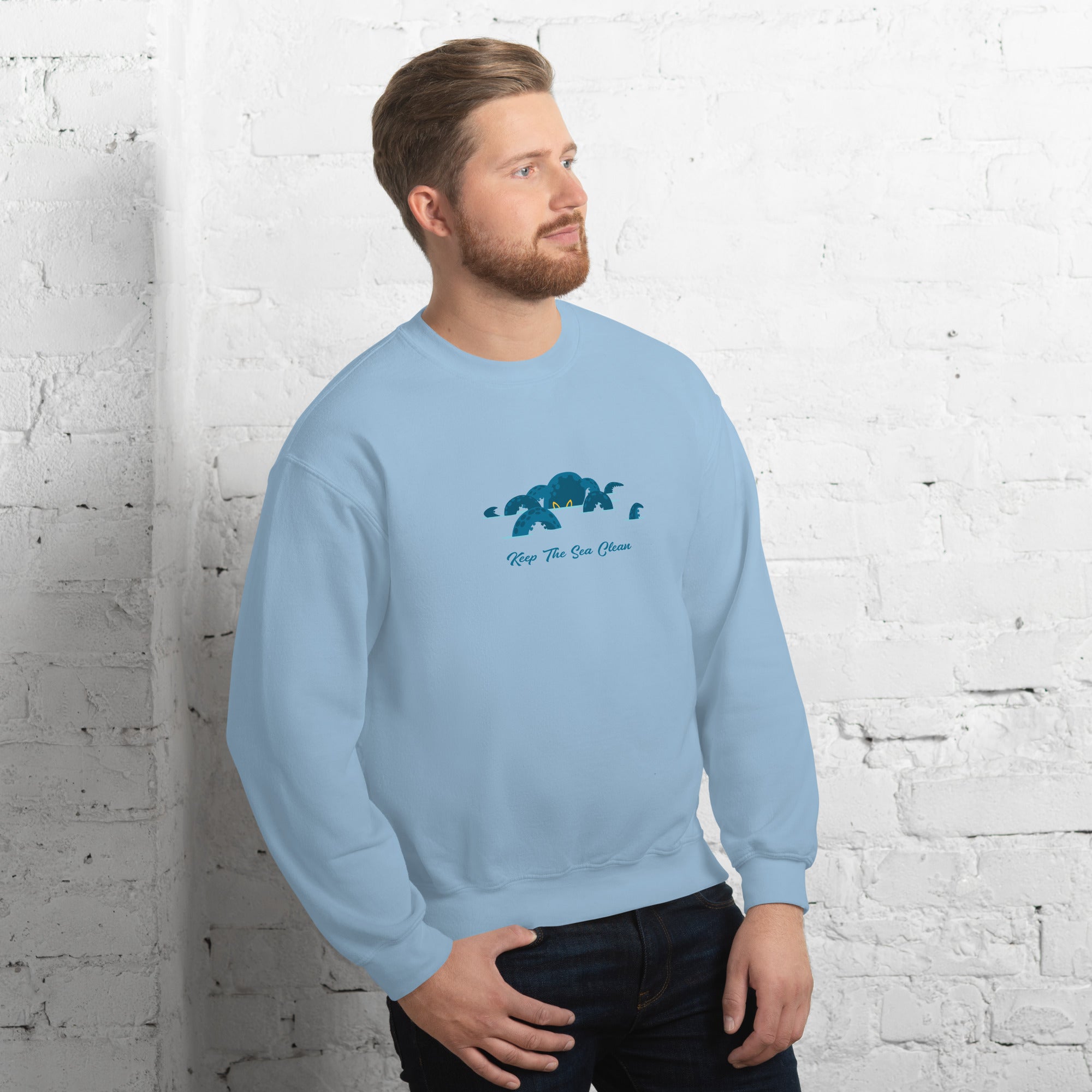 Sweat Unisexe à Col Rond Octopus Blue sur couleurs claires