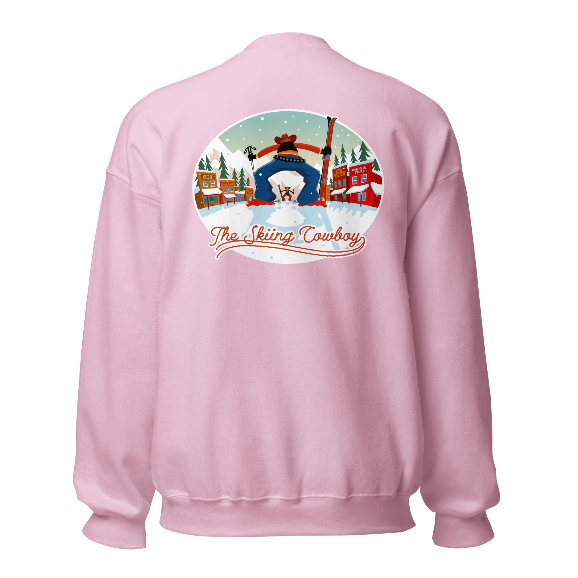 Sweat Unisexe à Col Rond Ski Fight at OK Corral sur couleurs claires (face & dos)