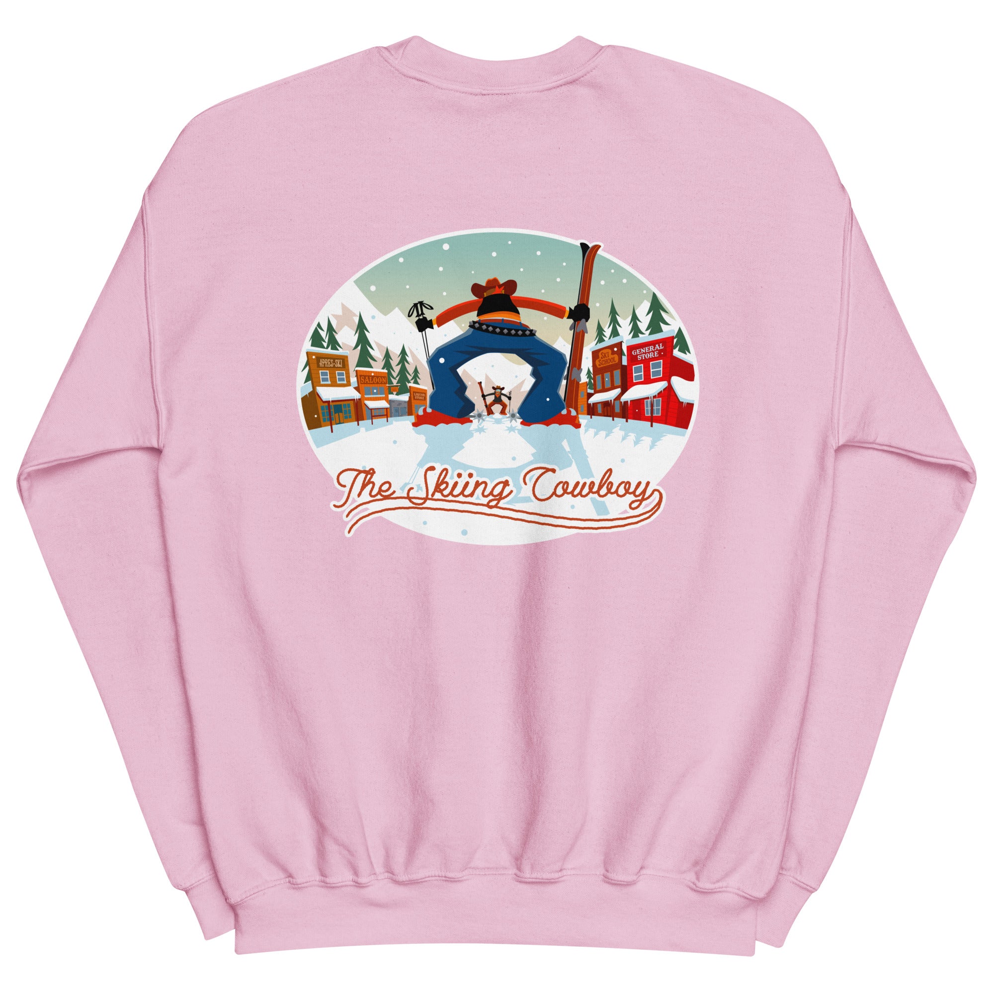 Sweat Unisexe à Col Rond Ski Fight at OK Corral sur couleurs claires (face & dos)