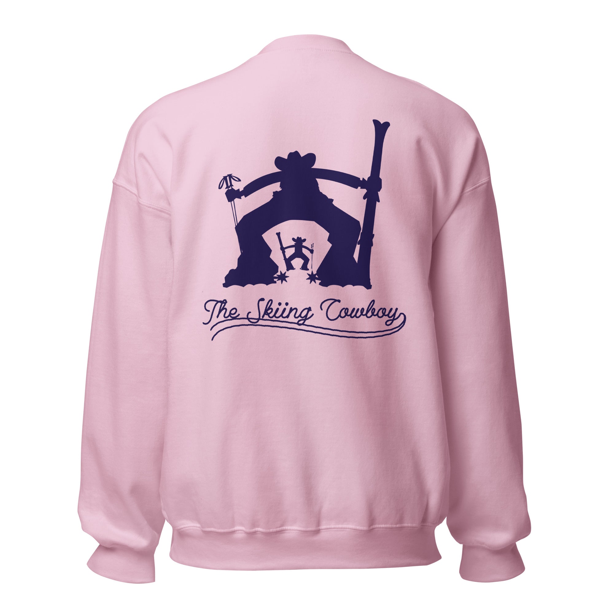 Sweat Unisexe à Col Rond Skiing Cowboy & Ski Fight at OK Corral Silhouette sur couleurs claires (face & dos)