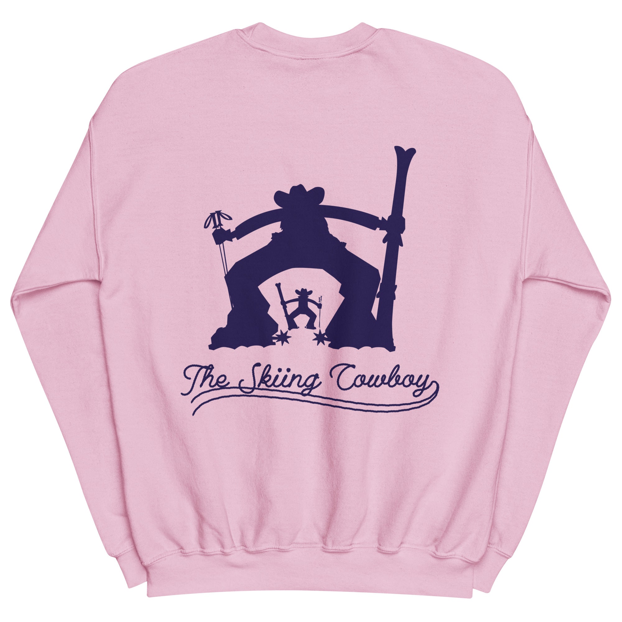 Sweat Unisexe à Col Rond Skiing Cowboy & Ski Fight at OK Corral Silhouette sur couleurs claires (face & dos)