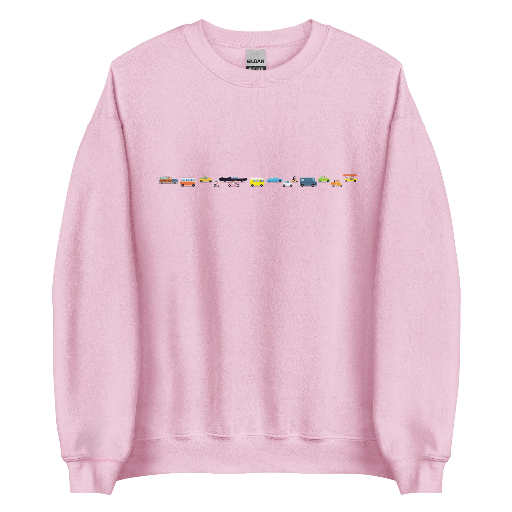 Sweat Unisexe à Col Rond Vintage Cars Traffic Jam sur couleurs claires