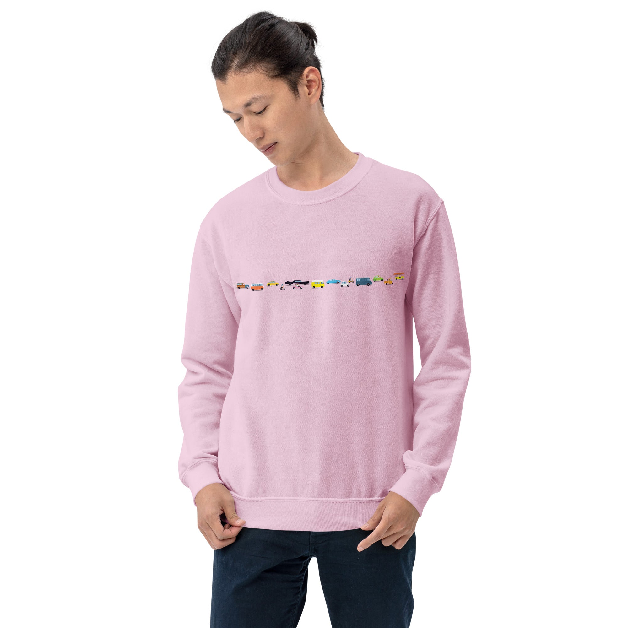 Sweat Unisexe à Col Rond Vintage Cars Traffic Jam sur couleurs claires