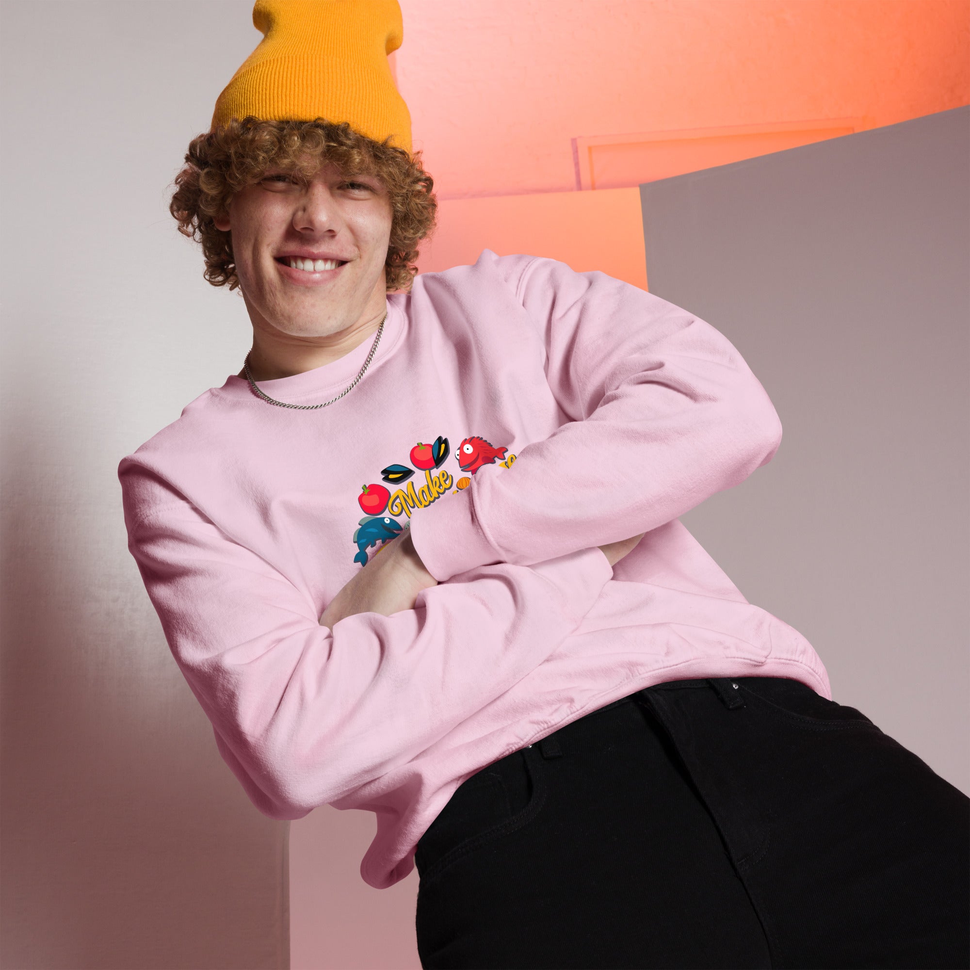 Sweat Unisexe à Col Rond Make Bouillabaisse Not War sur couleurs claires