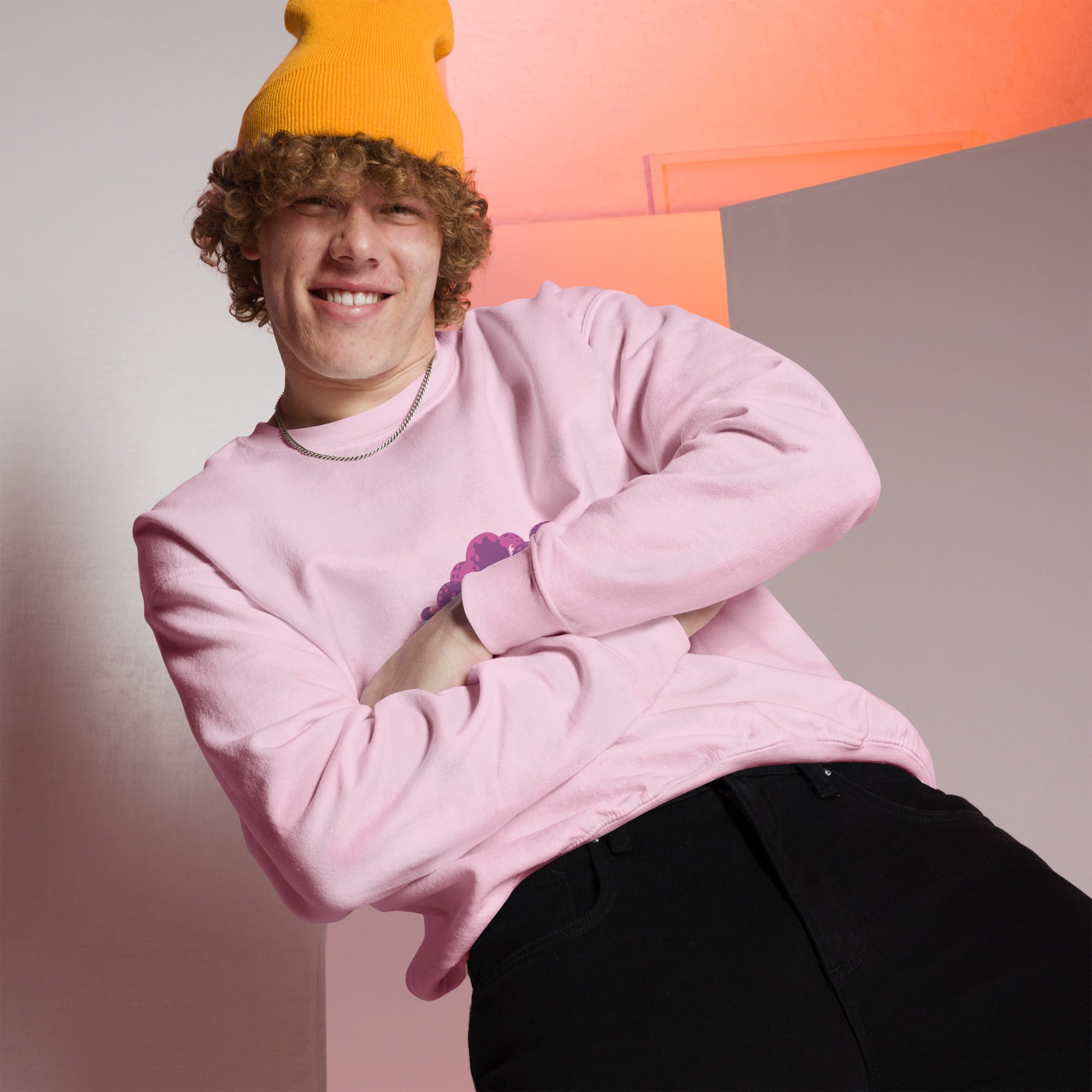 Sweat Unisexe à Col Rond Octopus Purple sur couleurs claires