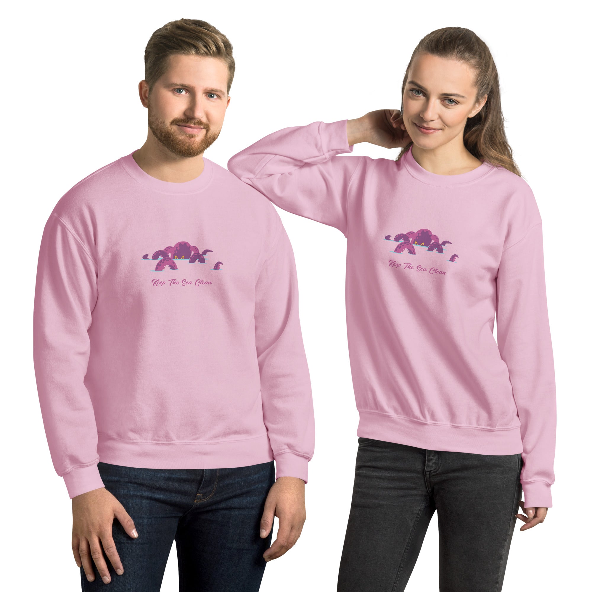 Sweat Unisexe à Col Rond Octopus Purple sur couleurs claires
