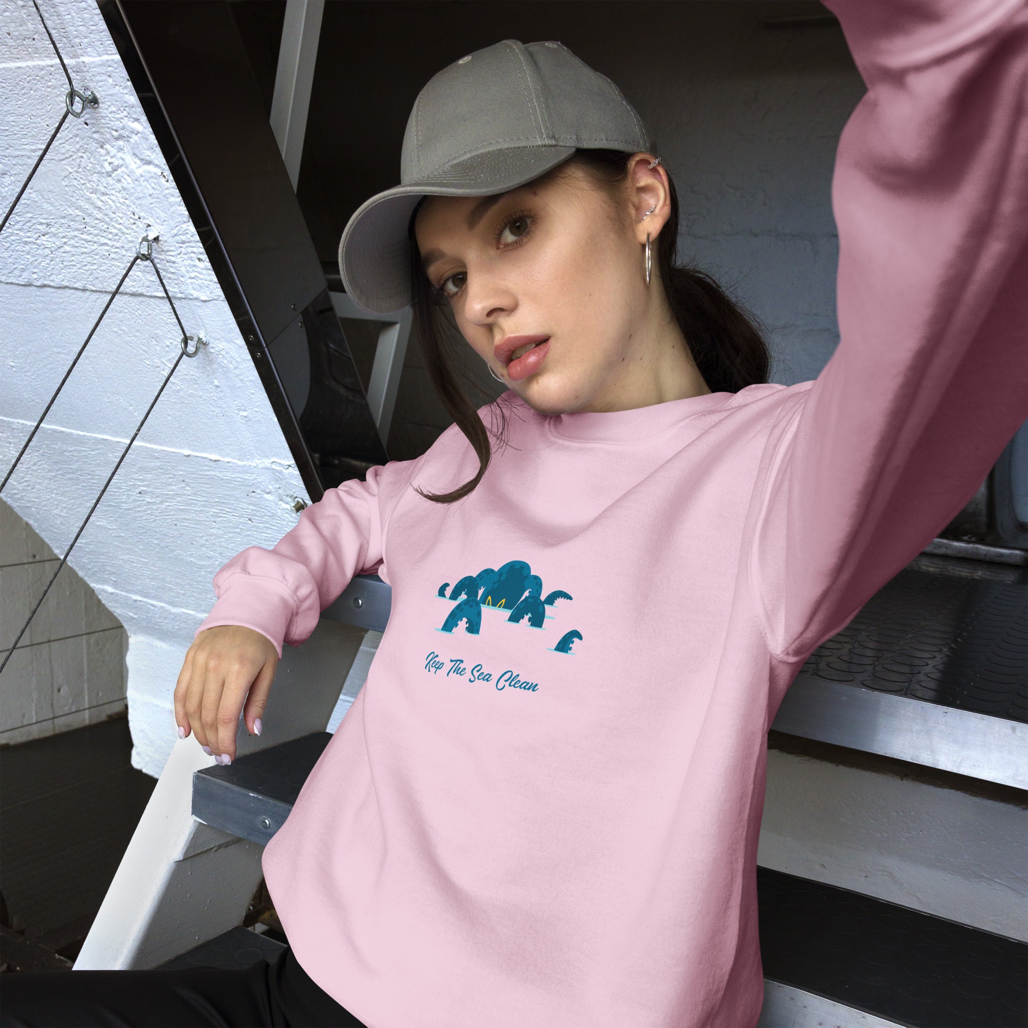 Sweat Unisexe à Col Rond Octopus Blue sur couleurs claires