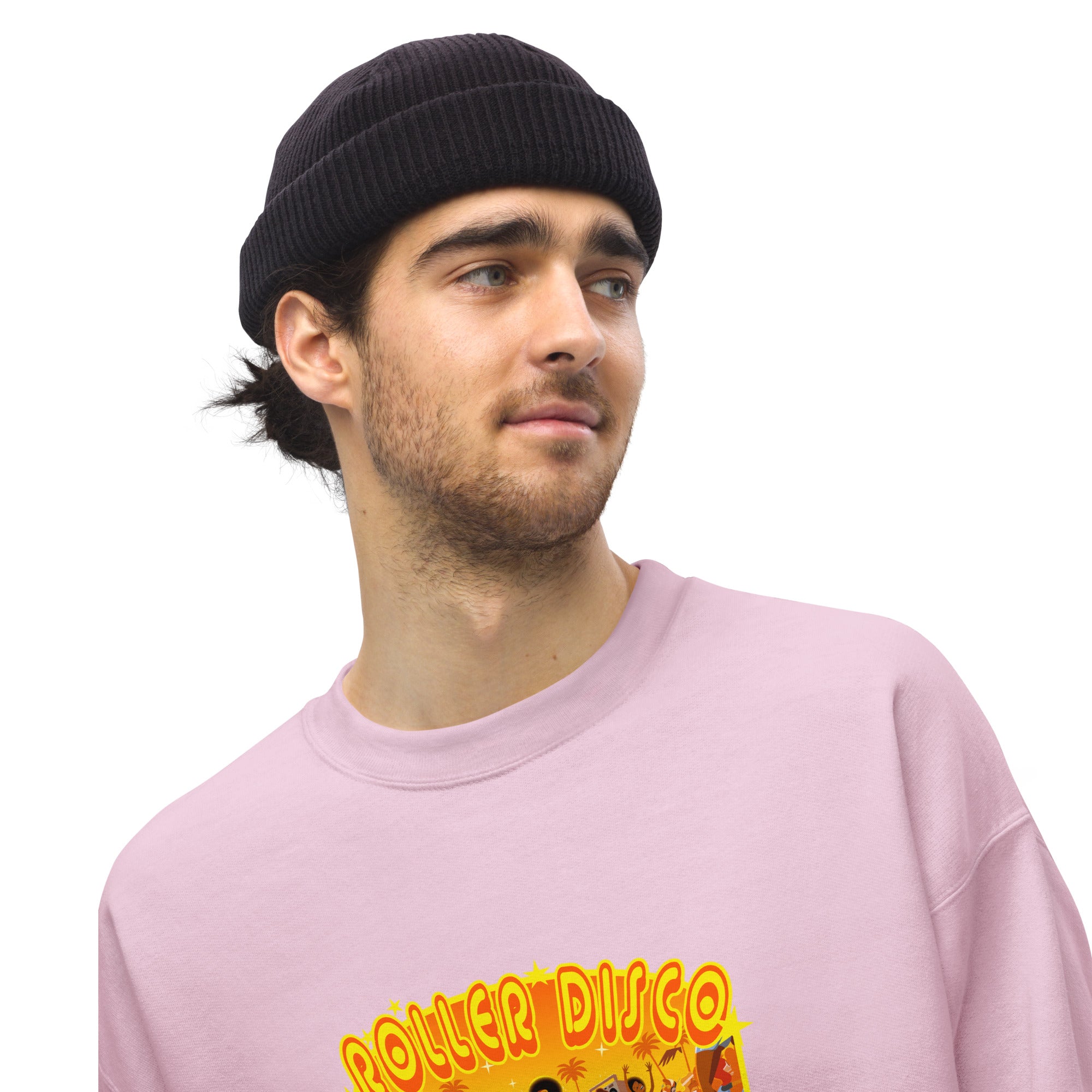 Sweat Unisexe à Col Rond Roller Disco 1975 sur couleurs claires (face & dos)