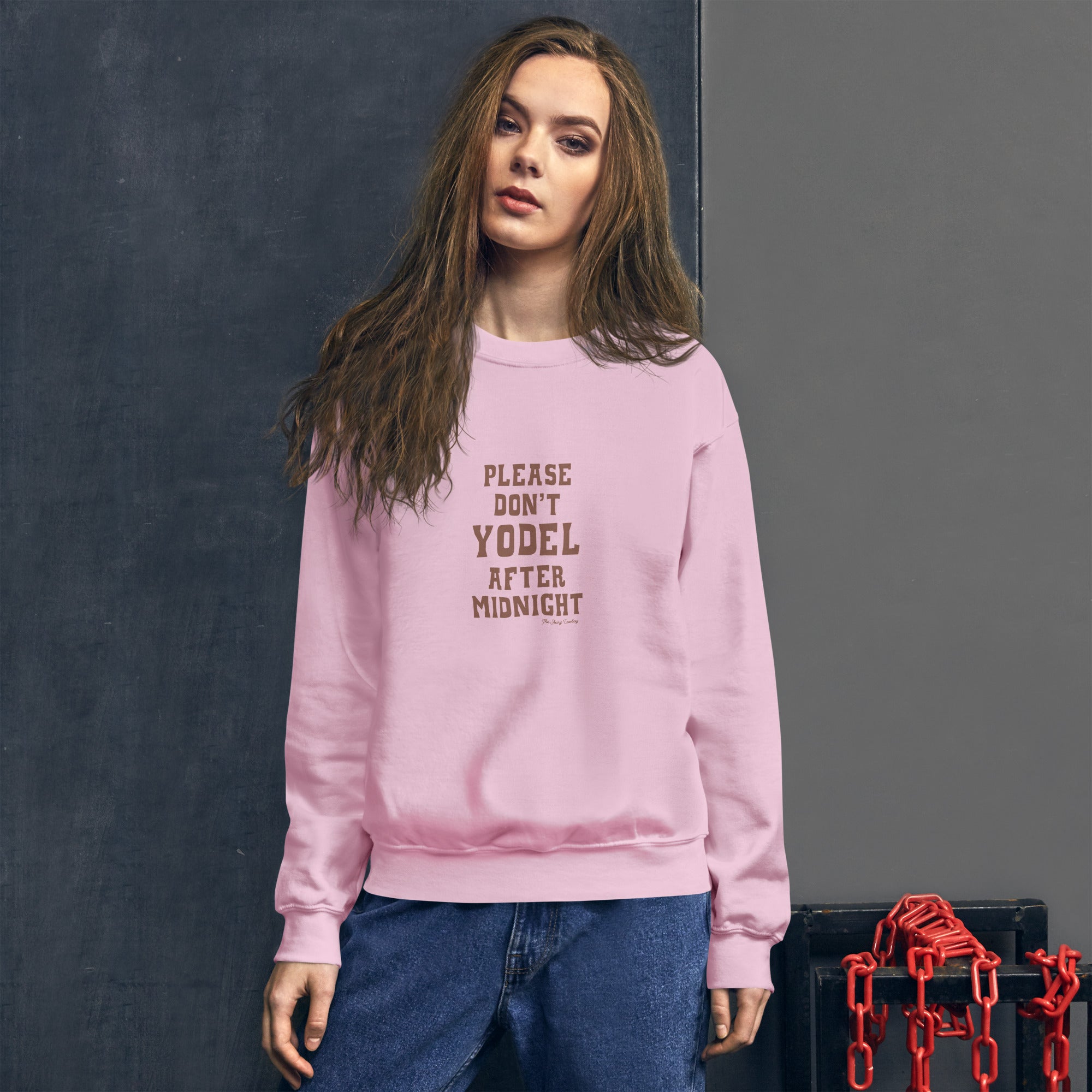 Unisex Sweatshirt Don't Yodel After Midnight dark text (front & back)