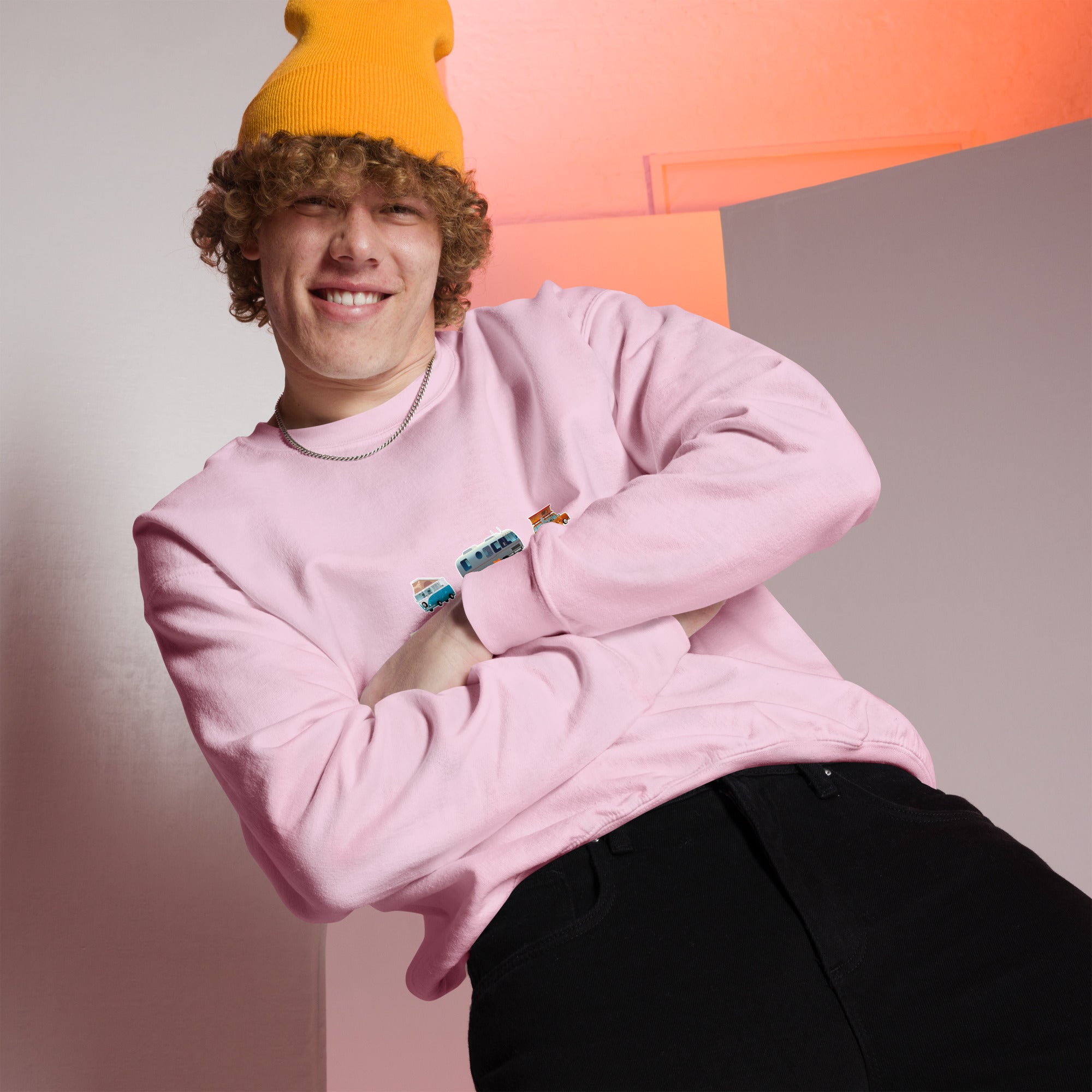 Sweat Unisexe à Col Rond Square Vintage Campers sur couleurs claires