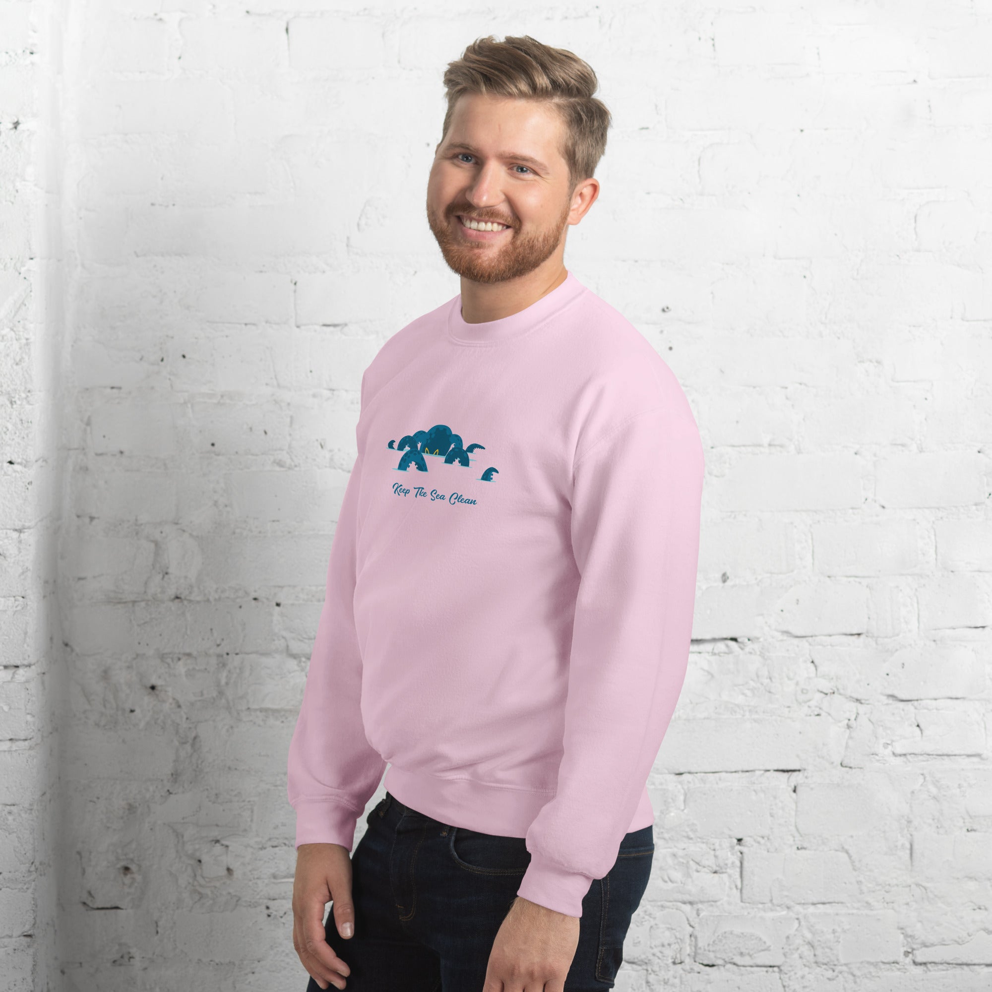 Sweat Unisexe à Col Rond Octopus Blue sur couleurs claires