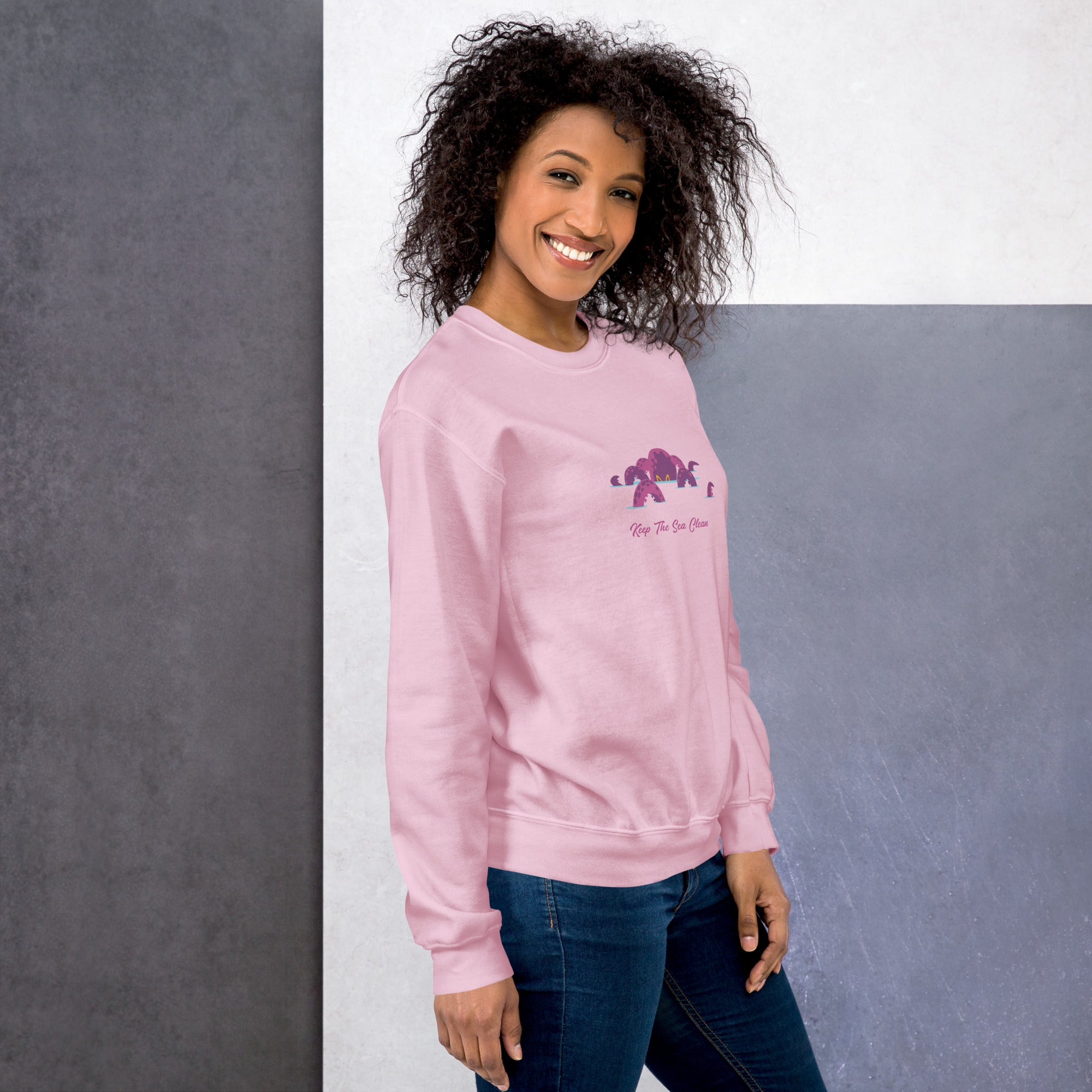 Sweat Unisexe à Col Rond Octopus Purple sur couleurs claires