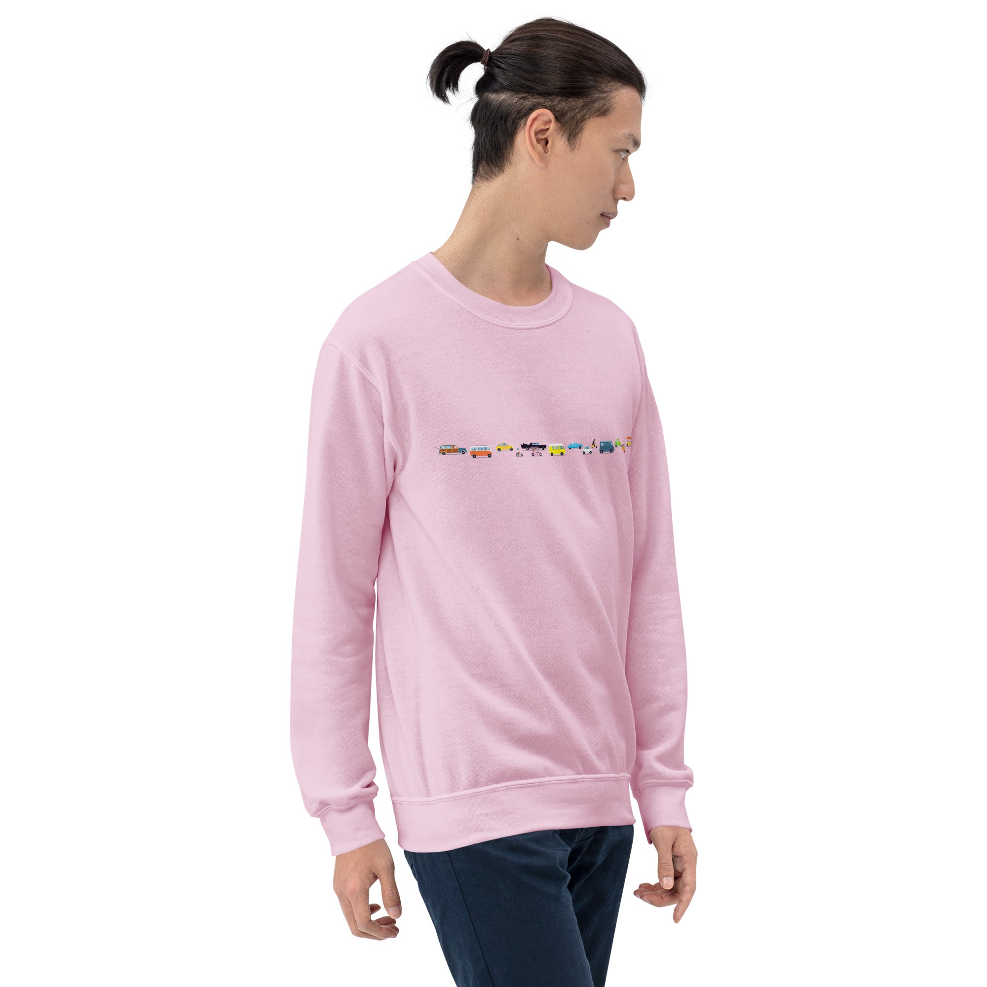 Sweat Unisexe à Col Rond Vintage Cars Traffic Jam sur couleurs claires