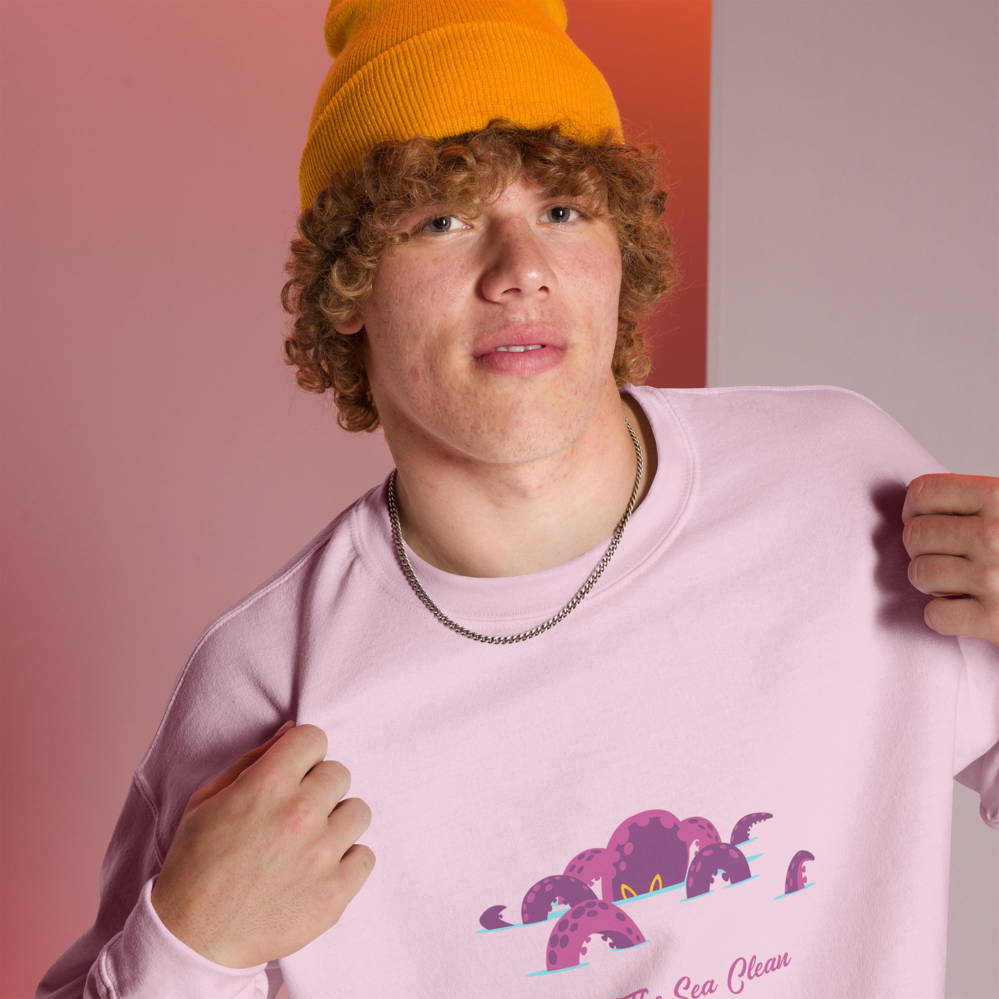 Sweat Unisexe à Col Rond Octopus Purple sur couleurs claires
