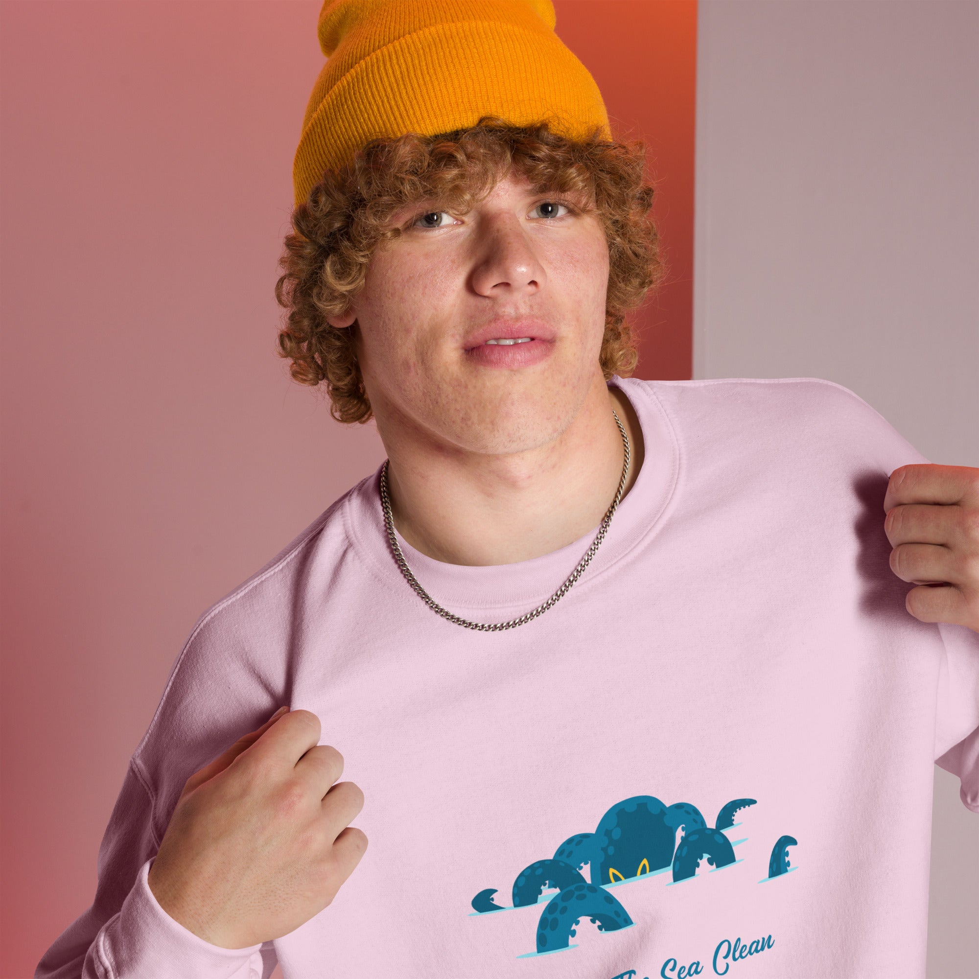 Sweat Unisexe à Col Rond Octopus Blue sur couleurs claires