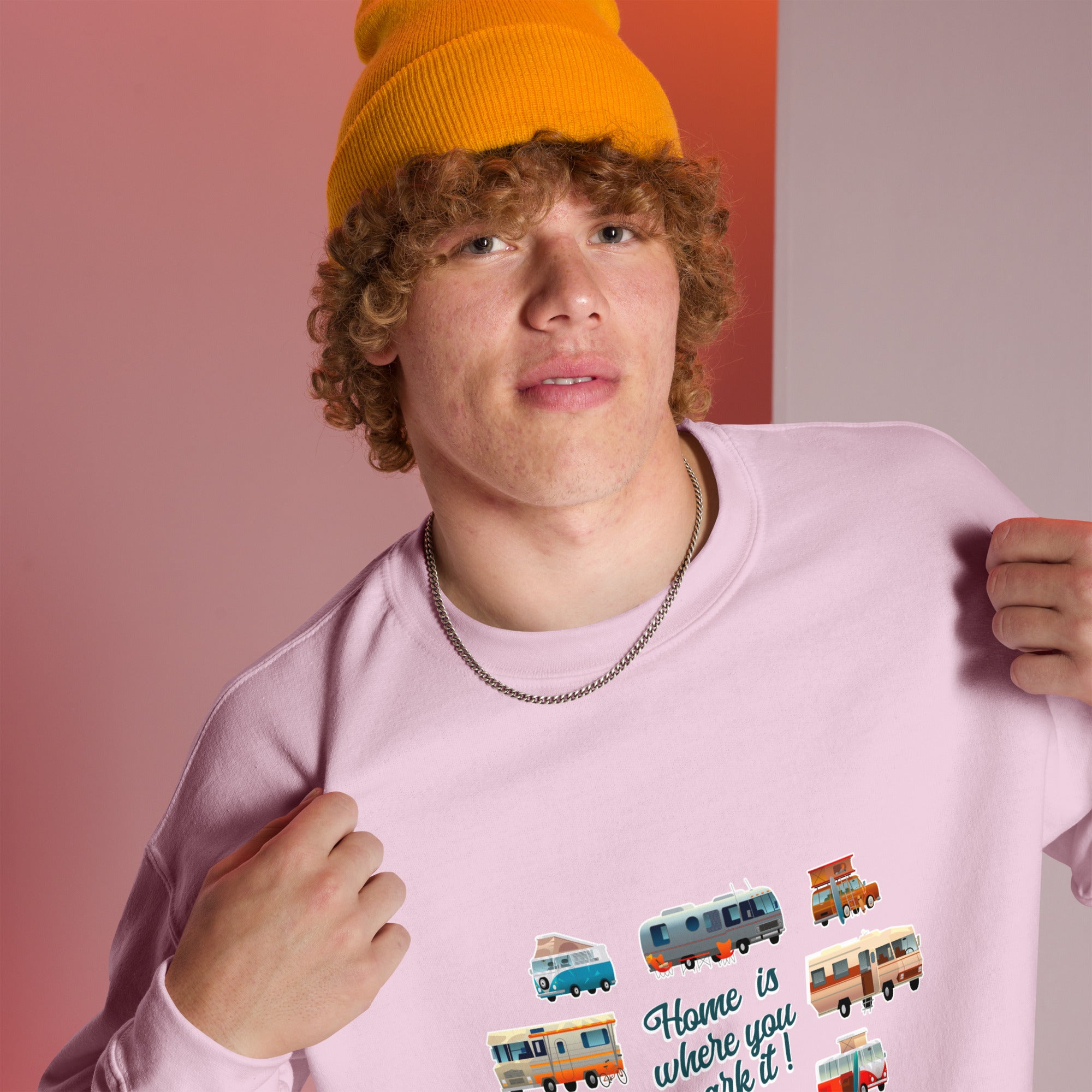 Sweat Unisexe à Col Rond Square Vintage Campers sur couleurs claires