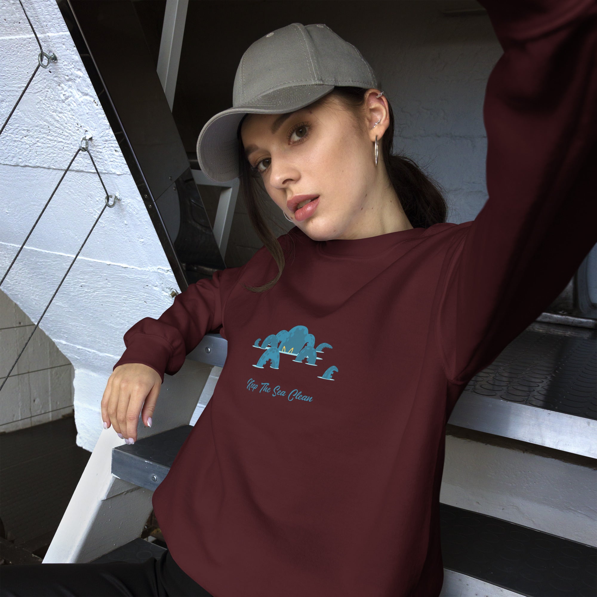 Unisex Sweatshirt Octopus Blue on dark colors