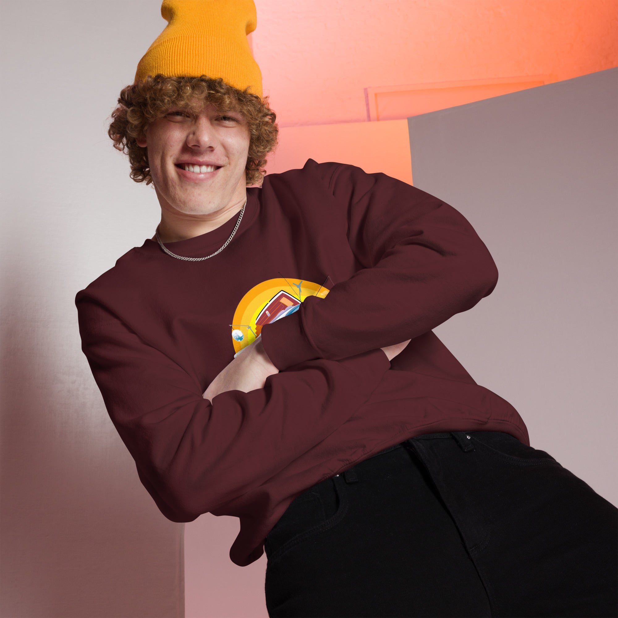 Sweat Unisexe à Col Rond Ultra Combi Home is where you park it sur couleurs foncées
