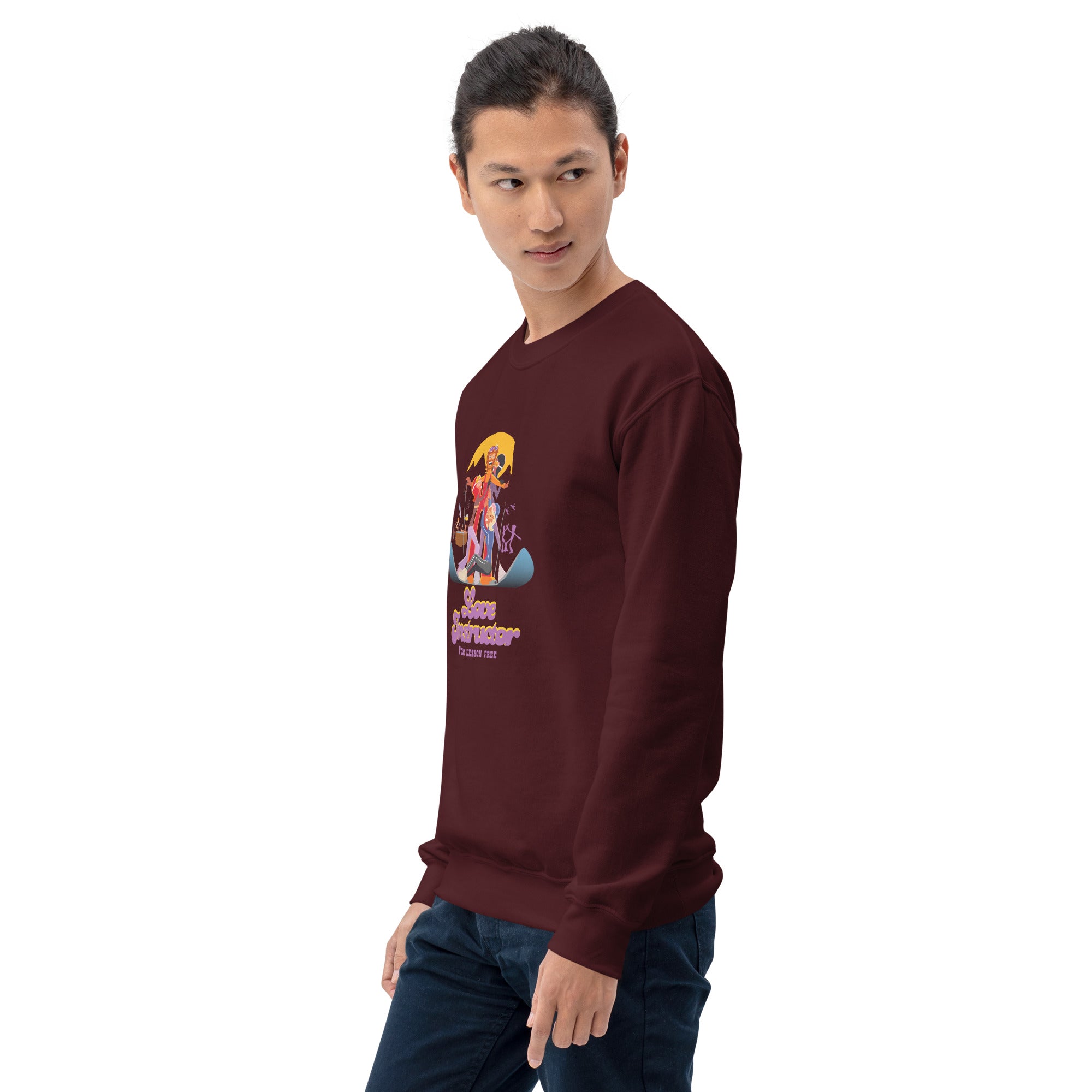 Sweat Unisexe à Col Rond Love Instructor First Lesson free sur couleurs foncées