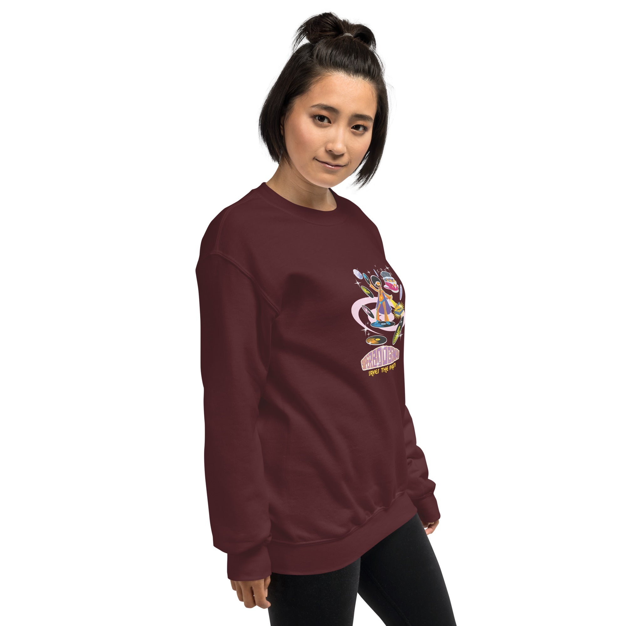 Sweat Unisexe à Col Rond Superboogieman sur couleurs foncées (face & dos)