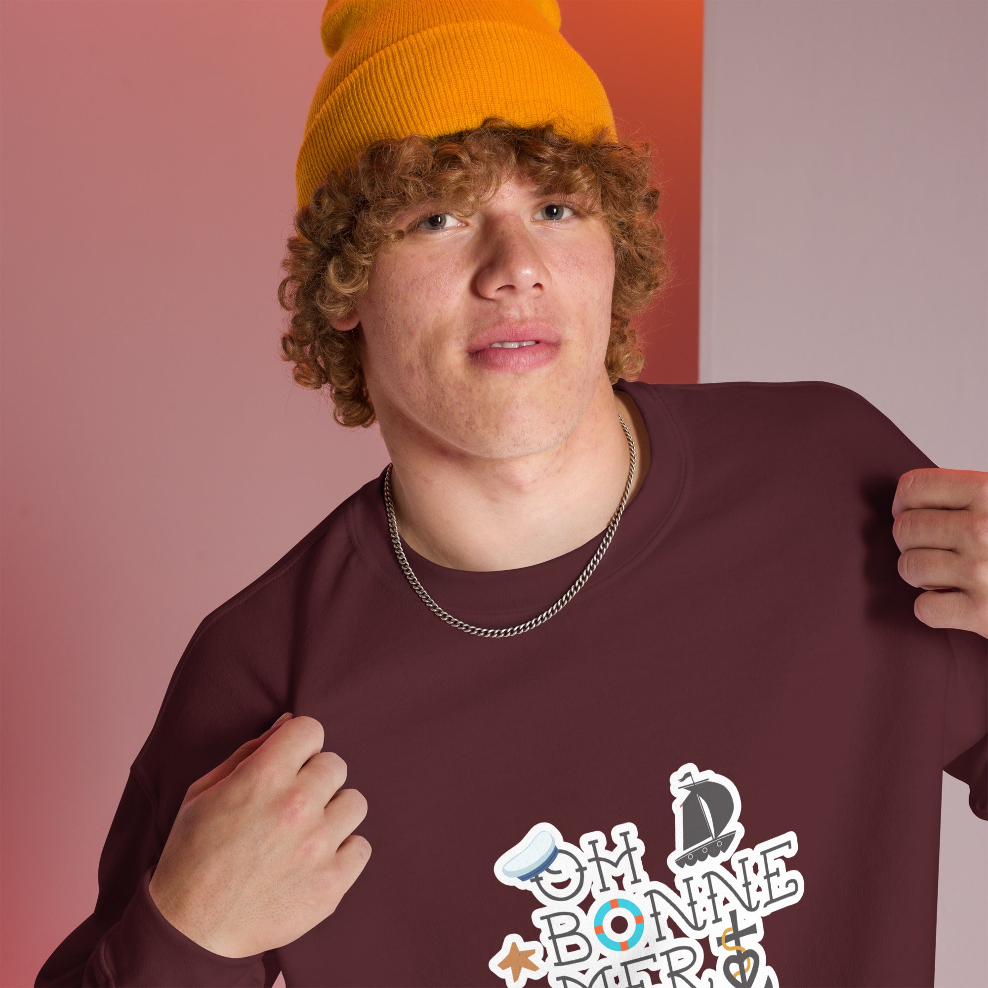 Sweat Unisexe à Col Rond Oh Bonne Mer 3 sur couleurs foncées