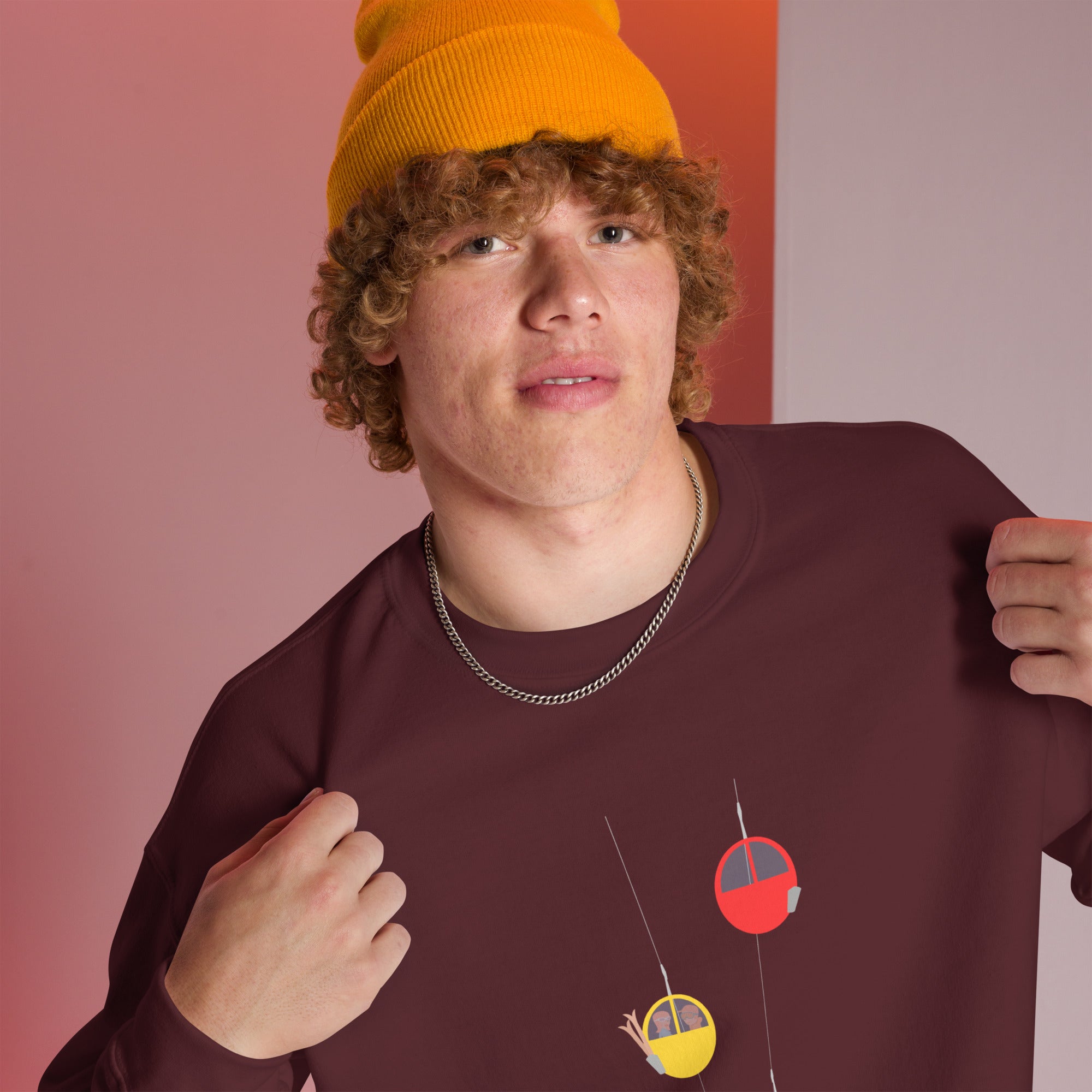 Sweat Unisexe à Col Rond Gondolas in the mist sur couleurs foncées