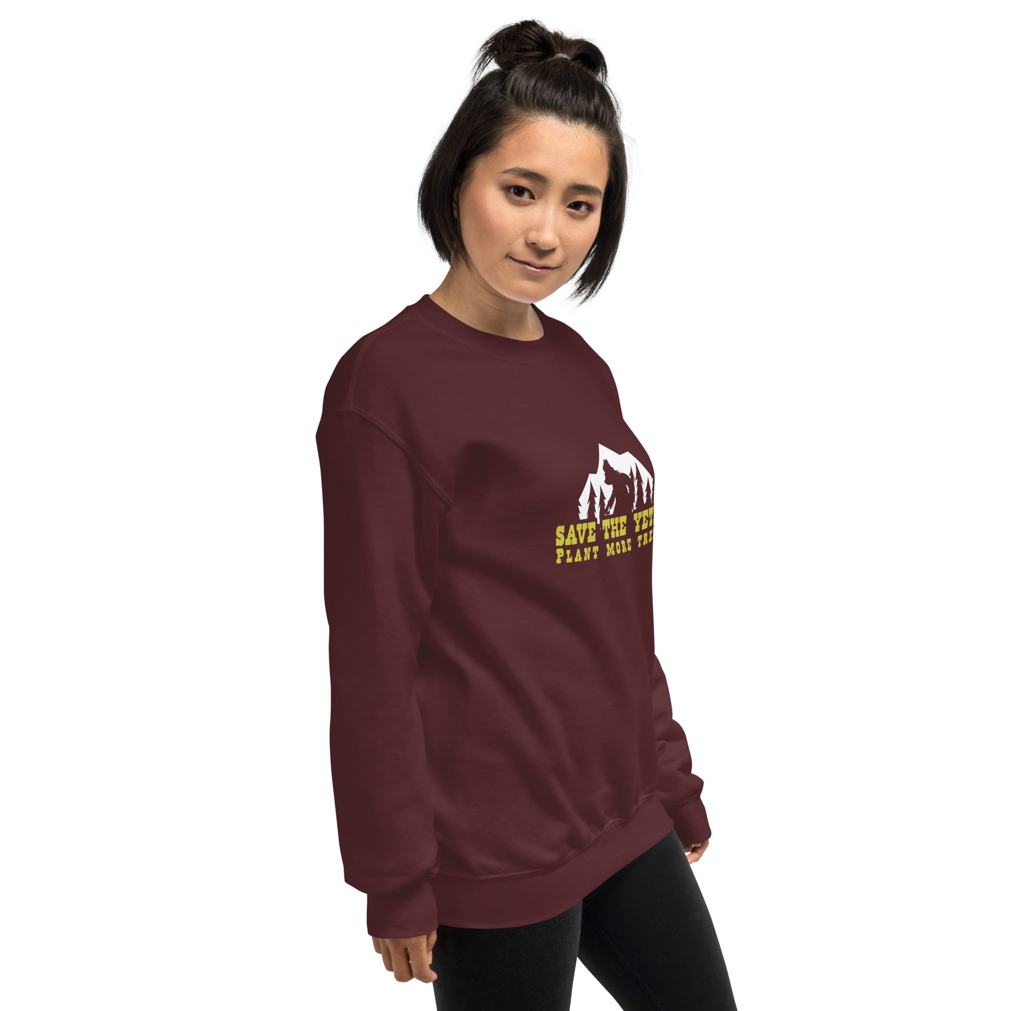 Unisex Sweatshirt Save the Yetis, Plant more Trees on dark colors