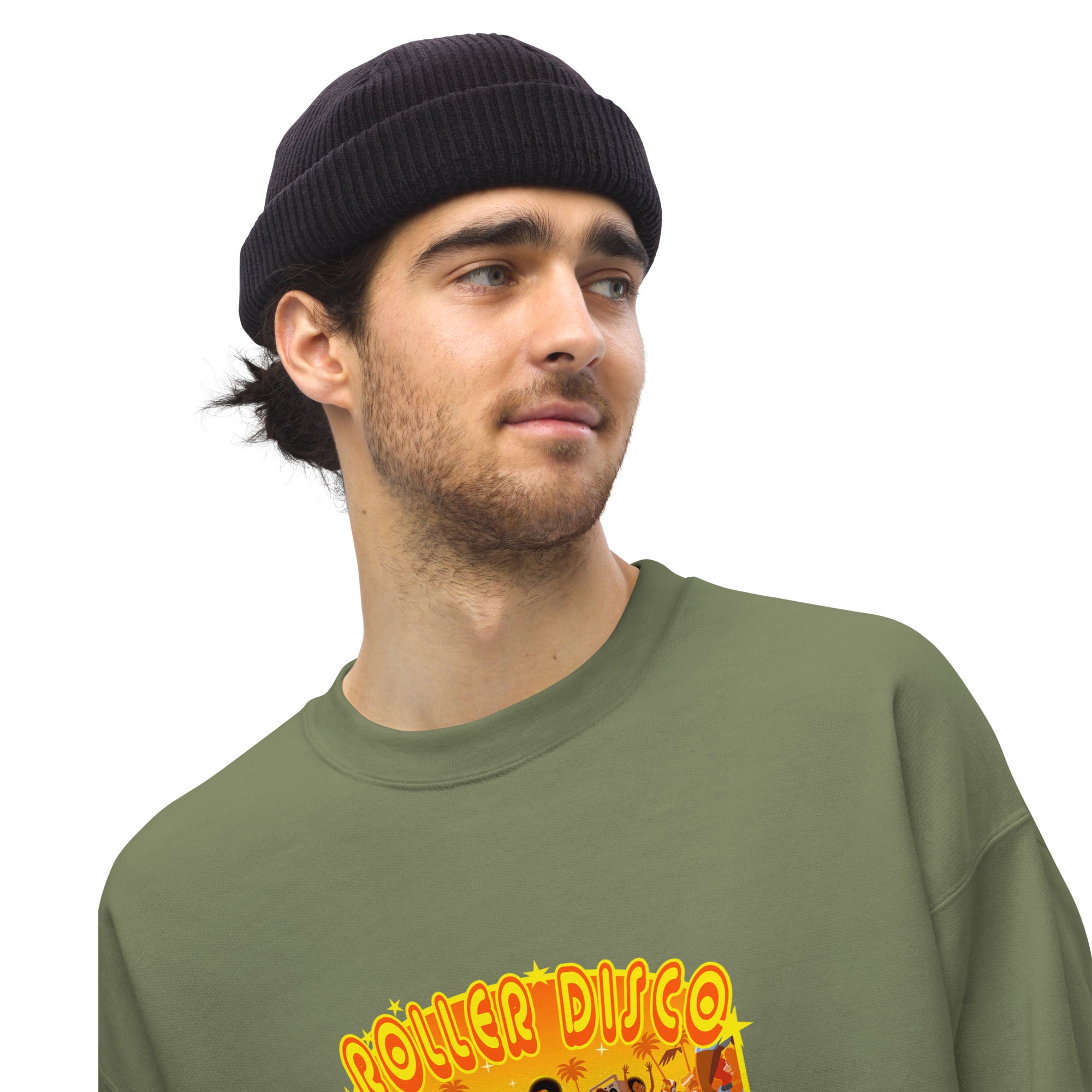 Sweat Unisexe à Col Rond Roller Disco 1975 sur couleurs foncées (face & dos)