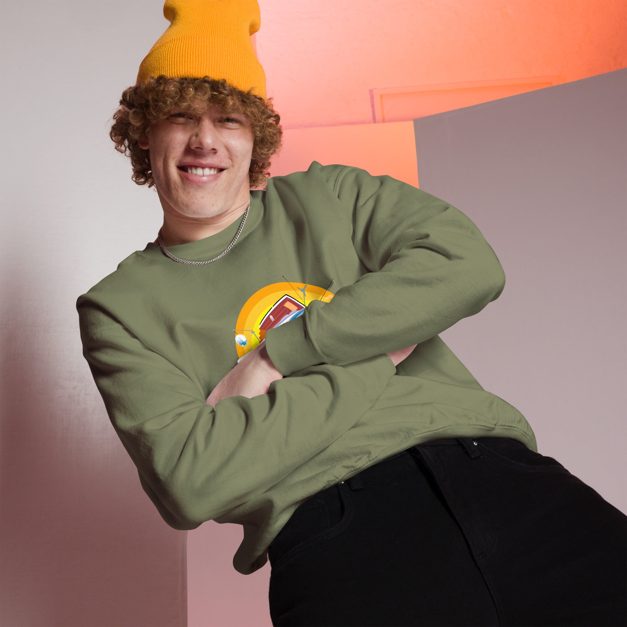 Sweat Unisexe à Col Rond Ultra Combi Home is where you park it sur couleurs foncées