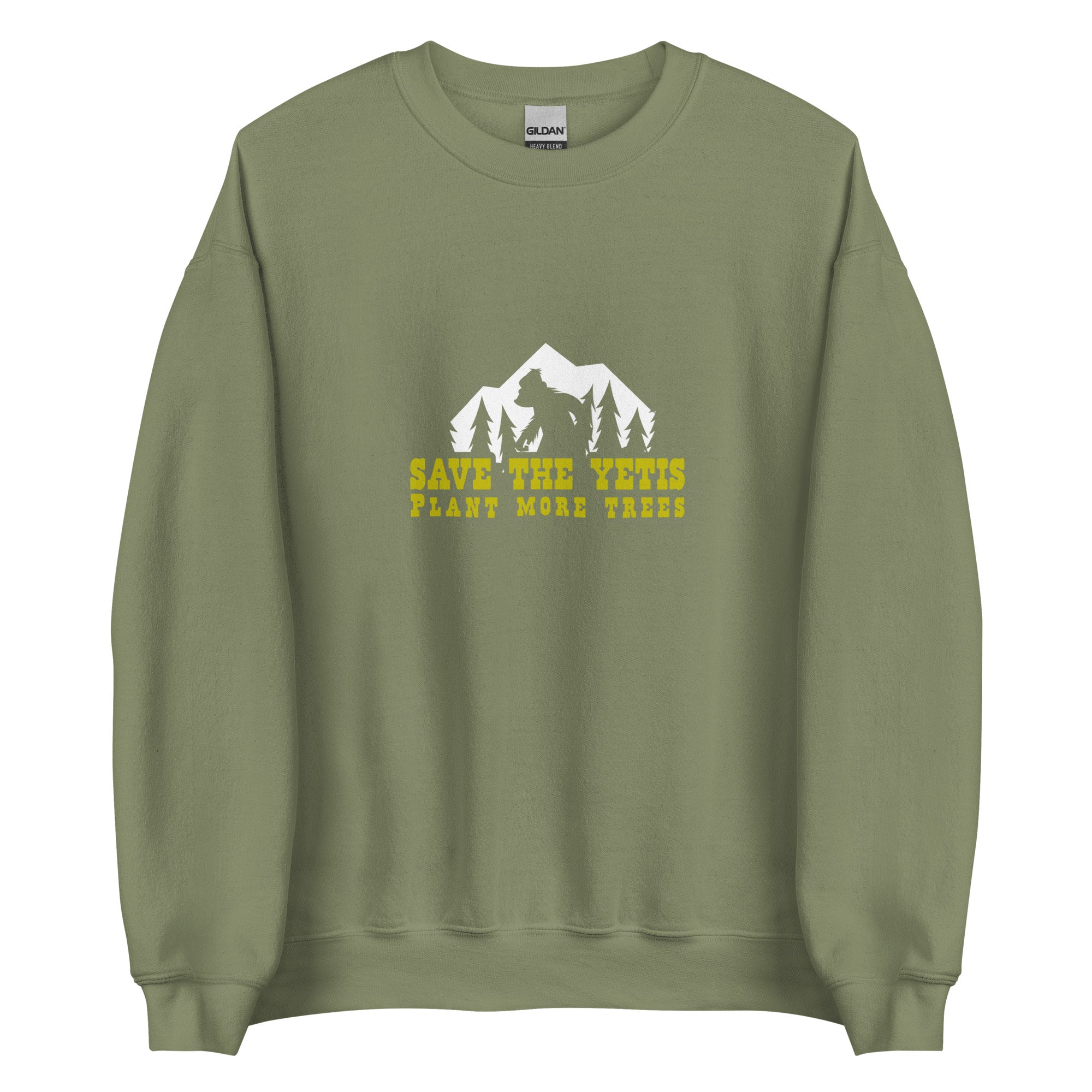 Unisex Sweatshirt Save the Yetis, Plant more Trees on dark colors