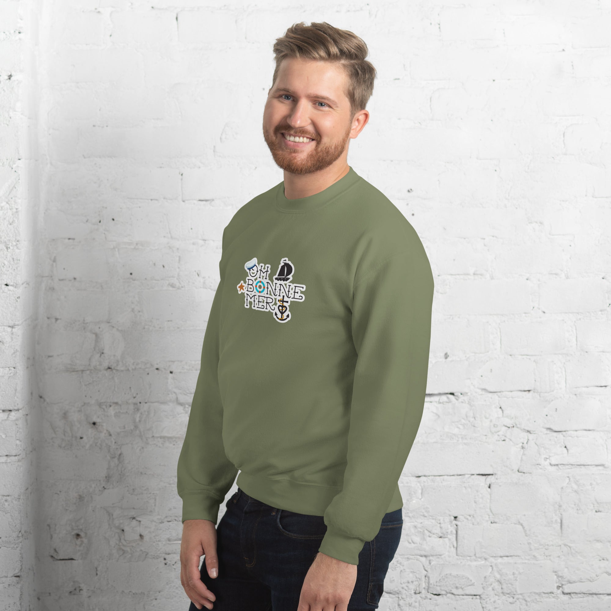 Sweat Unisexe à Col Rond Oh Bonne Mer 3 sur couleurs foncées