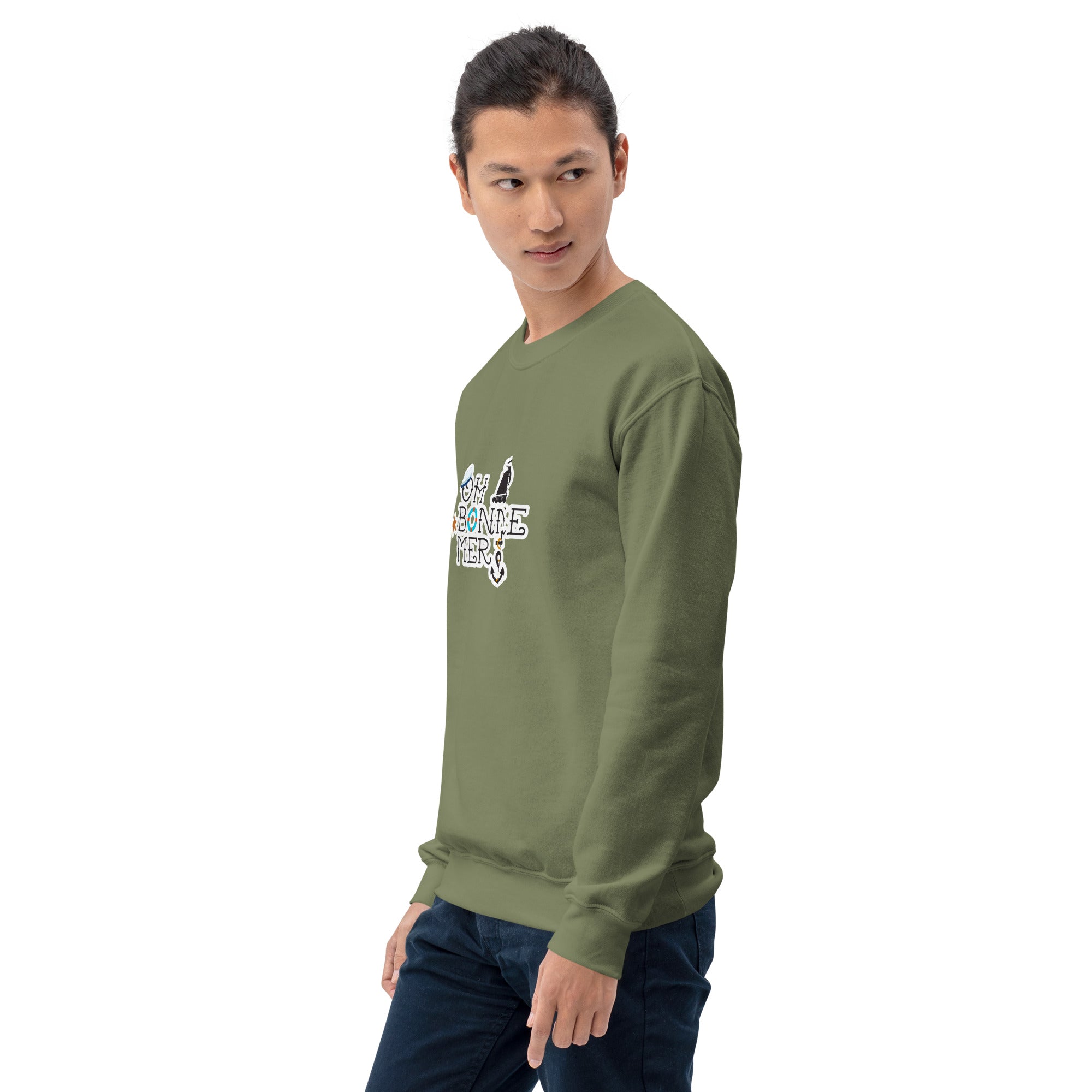 Sweat Unisexe à Col Rond Oh Bonne Mer 3 sur couleurs foncées