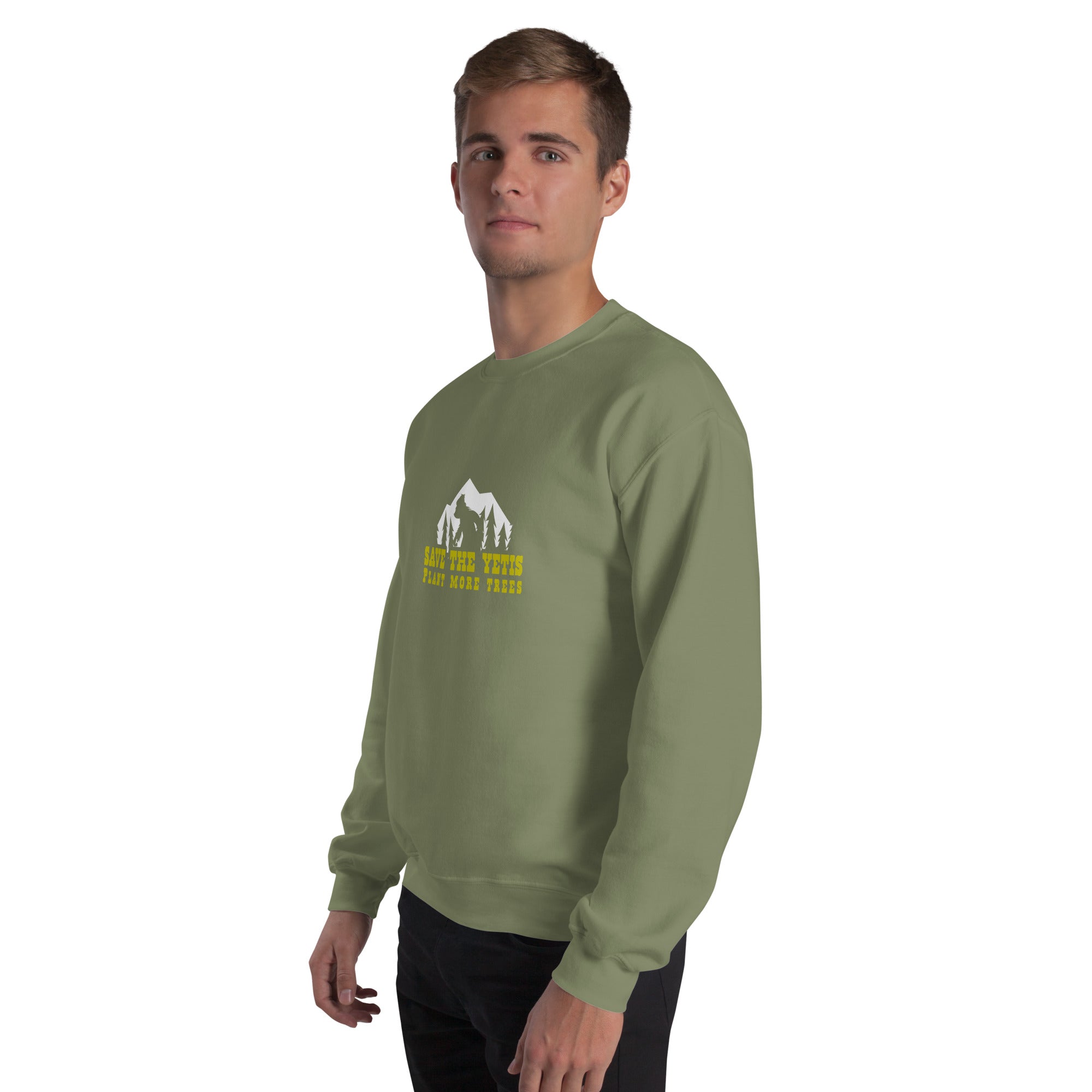 Unisex Sweatshirt Save the Yetis, Plant more Trees on dark colors
