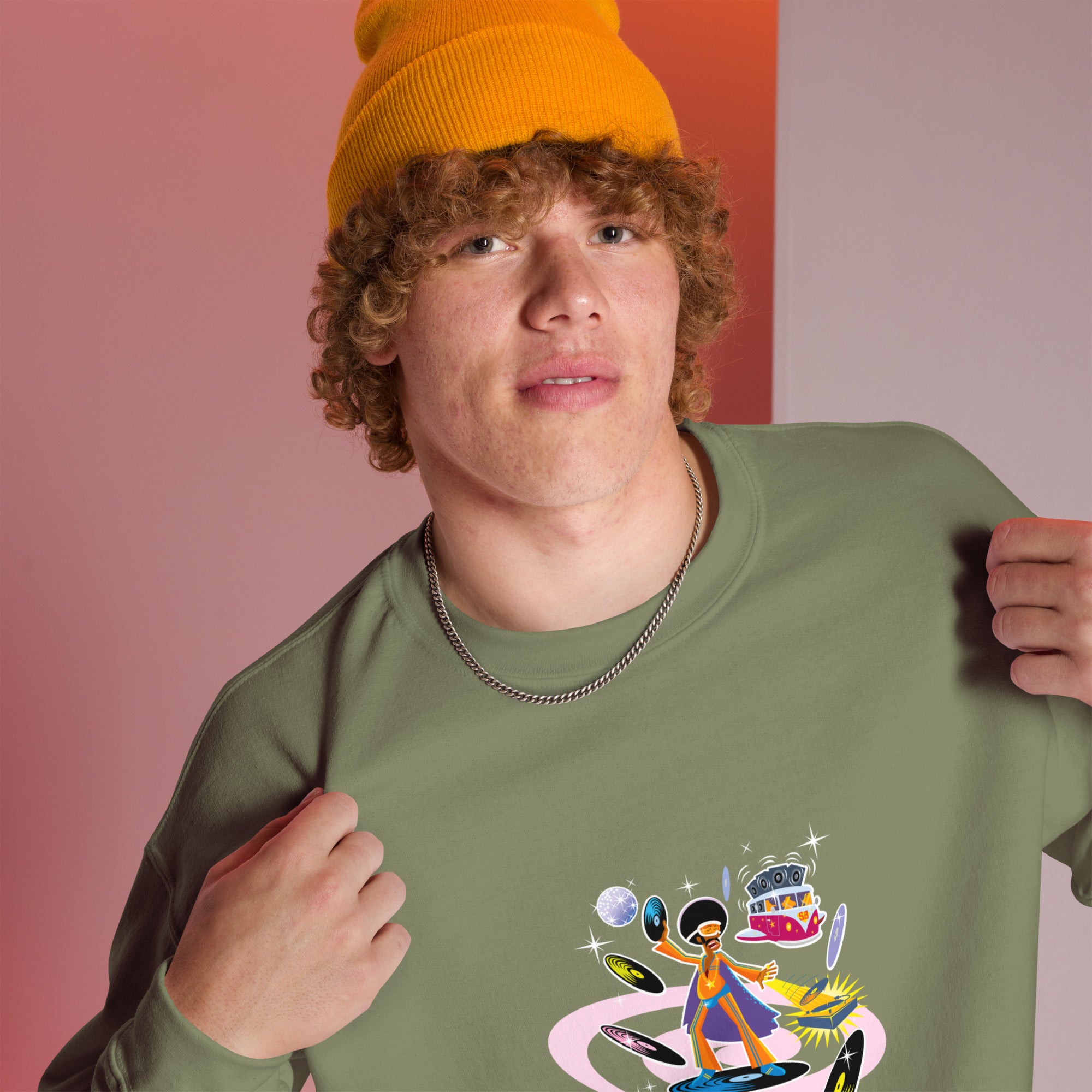 Sweat Unisexe à Col Rond Superboogieman sur couleurs foncées (face & dos)