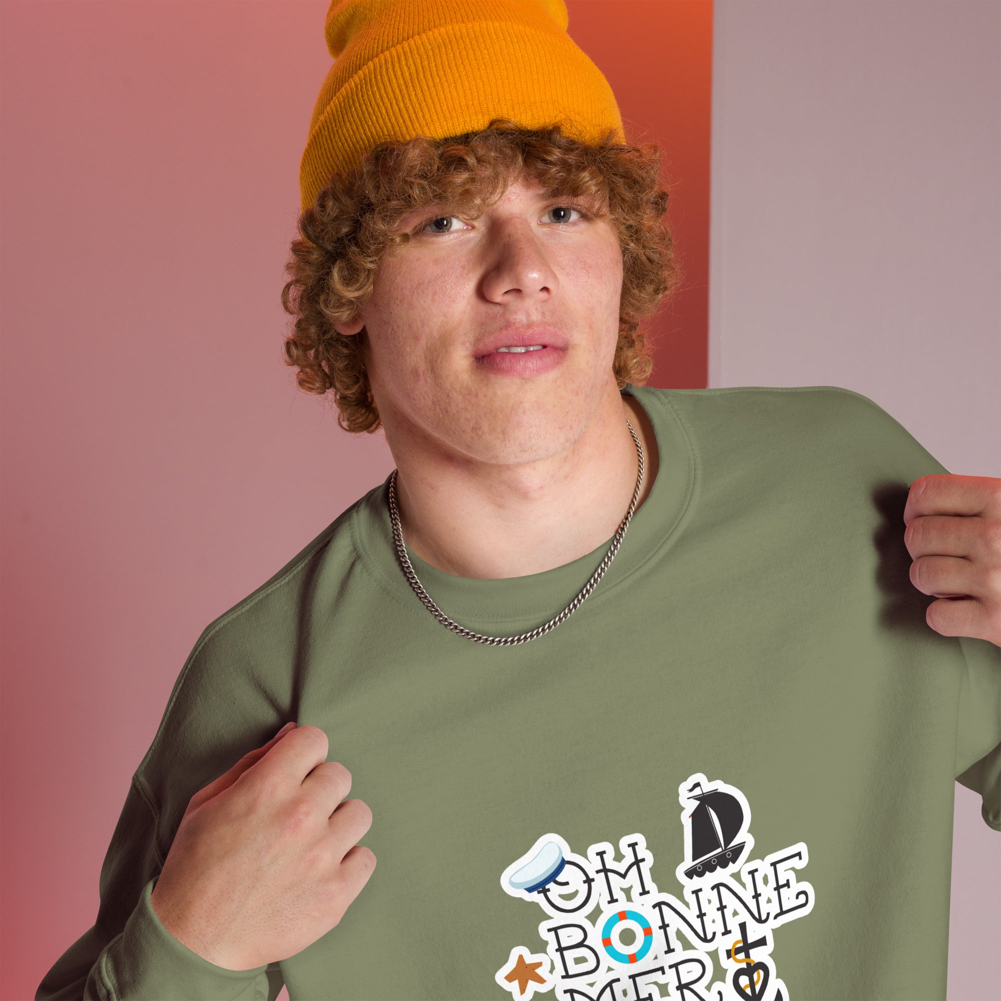 Sweat Unisexe à Col Rond Oh Bonne Mer 3 sur couleurs foncées