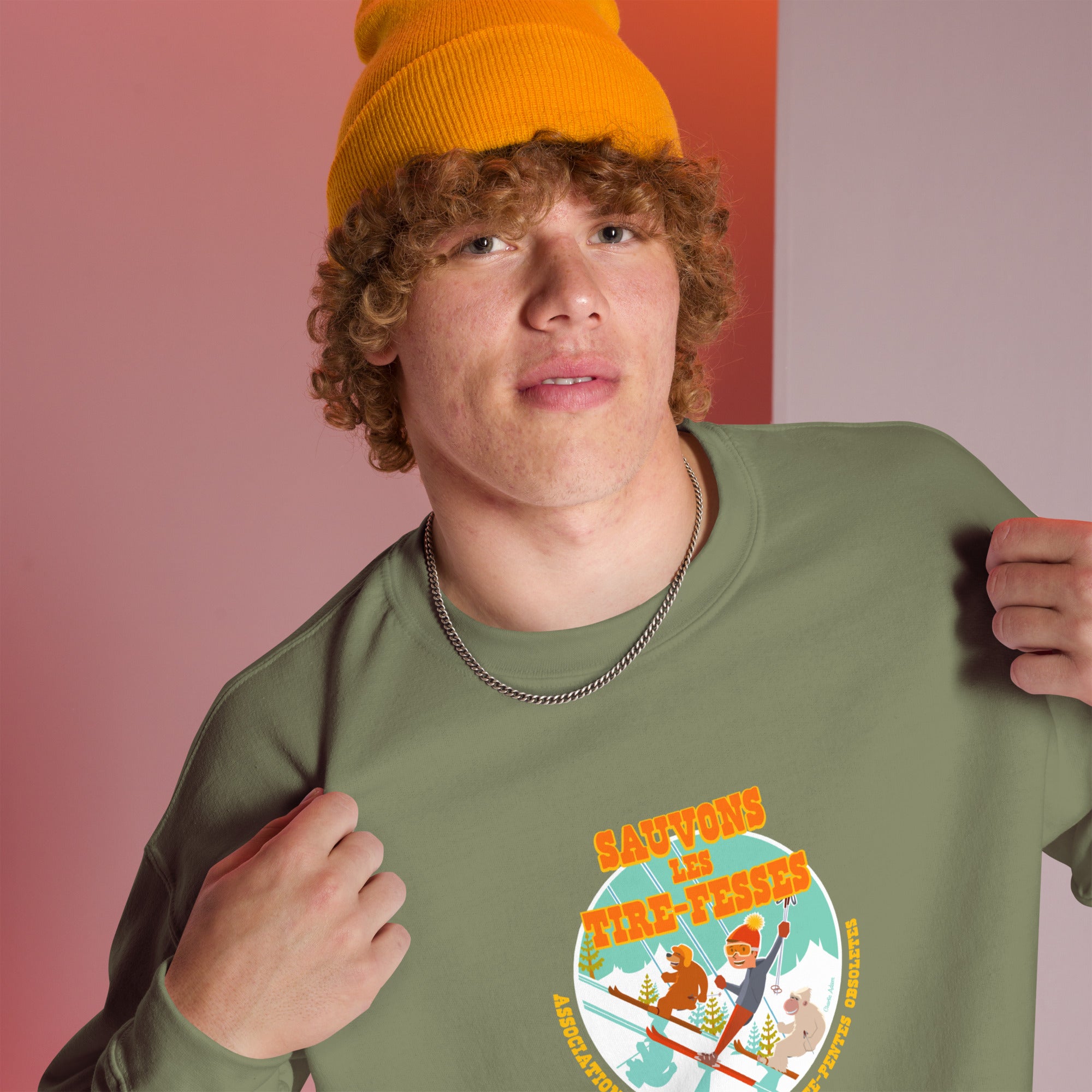 Sweat Unisexe à Col Rond Sauvons les Tires-fesses sur couleurs foncées (face & dos)