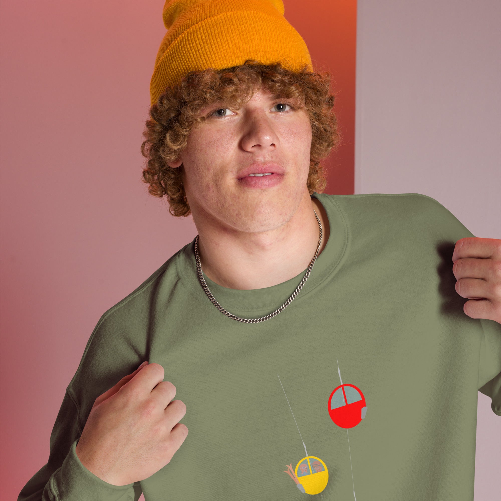 Sweat Unisexe à Col Rond Gondolas in the mist sur couleurs foncées