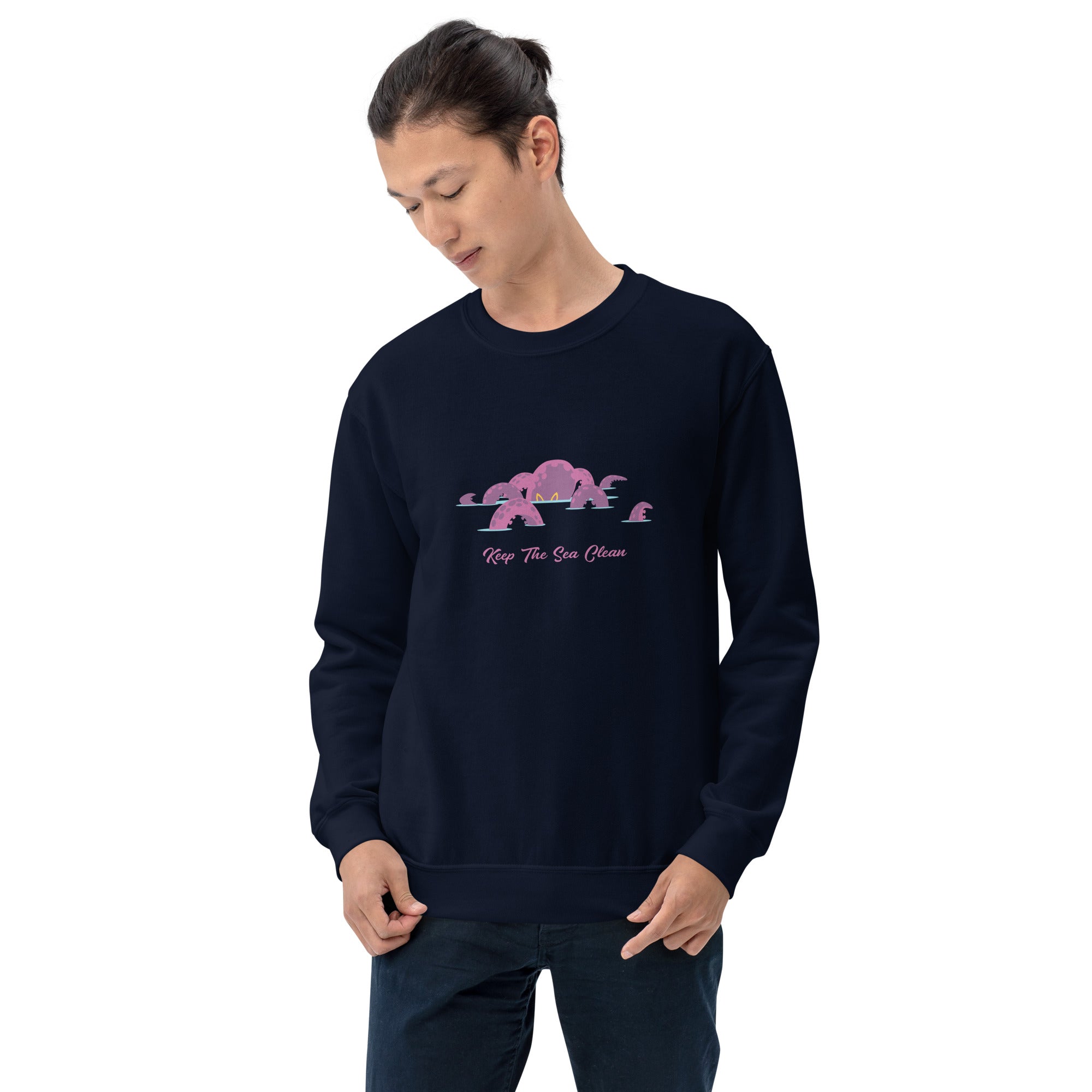 Sweat Unisexe à Col Rond Octopus Purple sur couleurs foncées