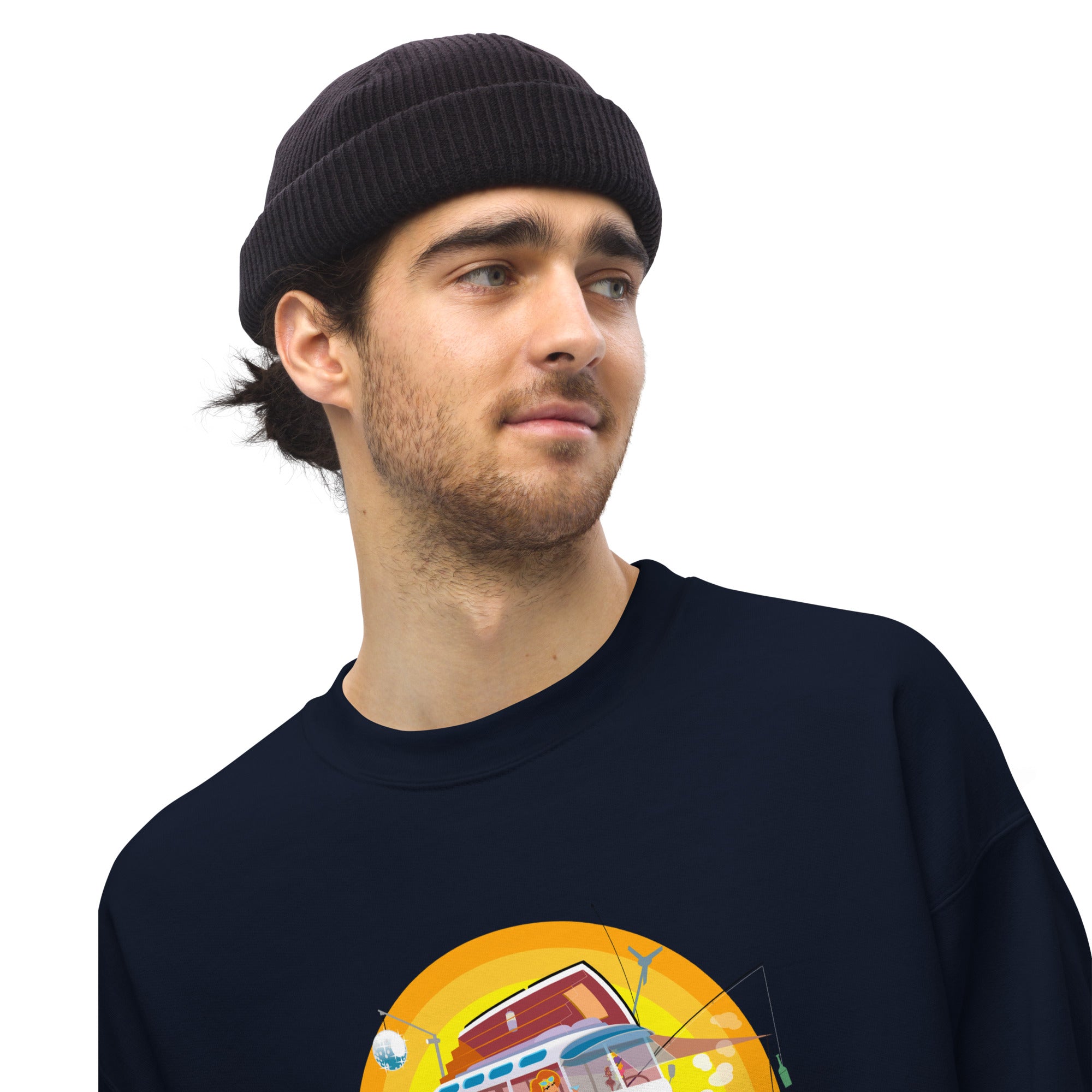 Sweat Unisexe à Col Rond Ultra Combi Home is where you park it sur couleurs foncées