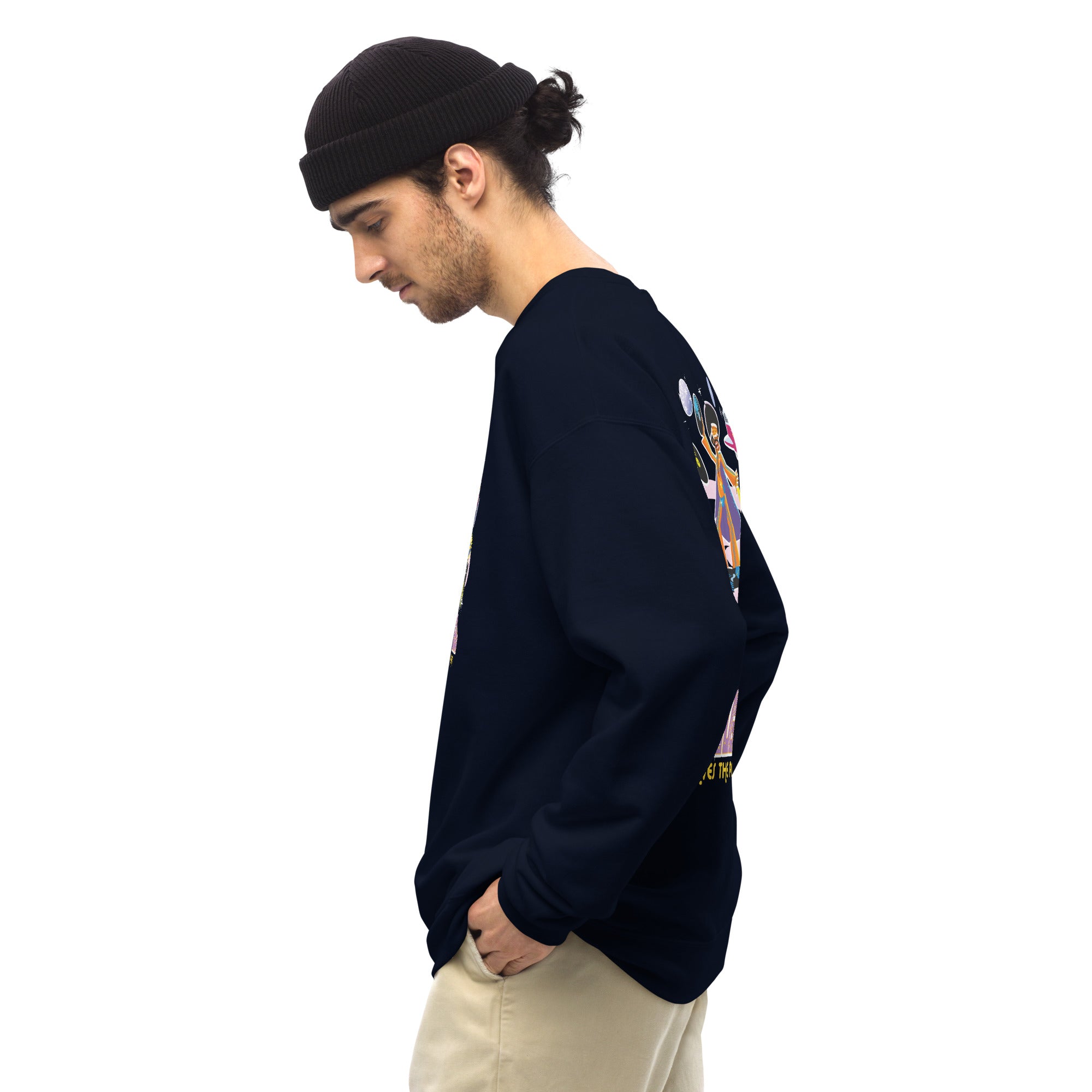 Sweat Unisexe à Col Rond Superboogieman sur couleurs foncées (face & dos)