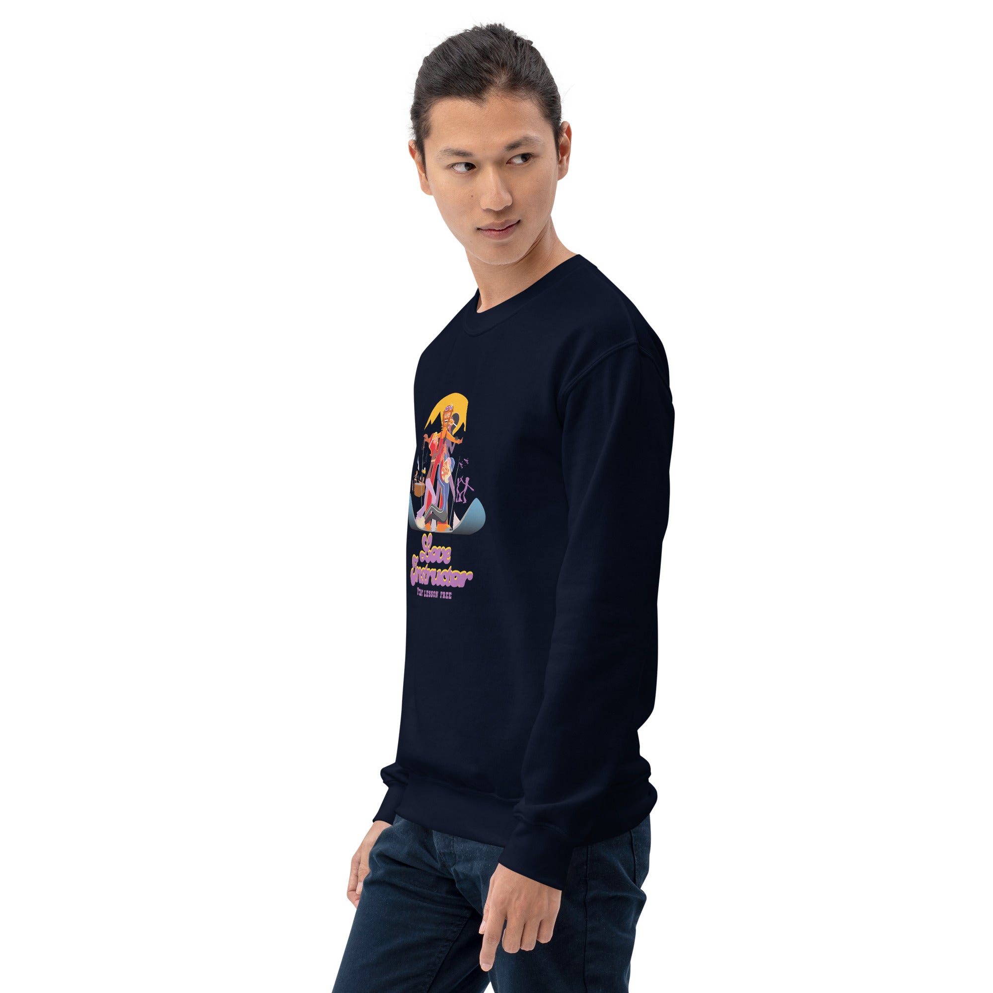 Sweat Unisexe à Col Rond Love Instructor First Lesson free sur couleurs foncées