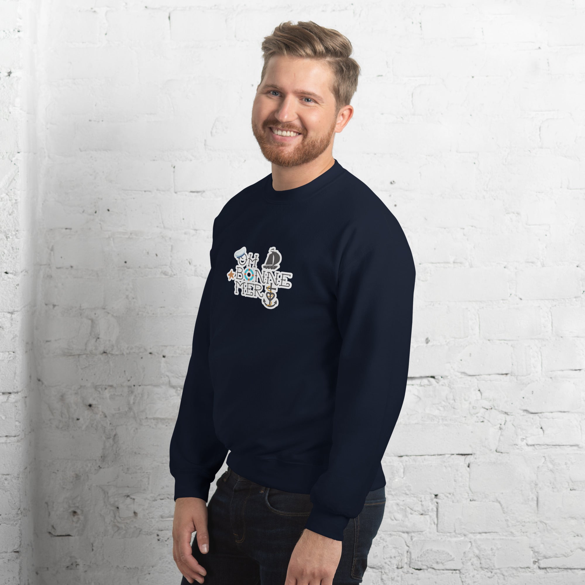 Sweat Unisexe à Col Rond Oh Bonne Mer 3 sur couleurs foncées