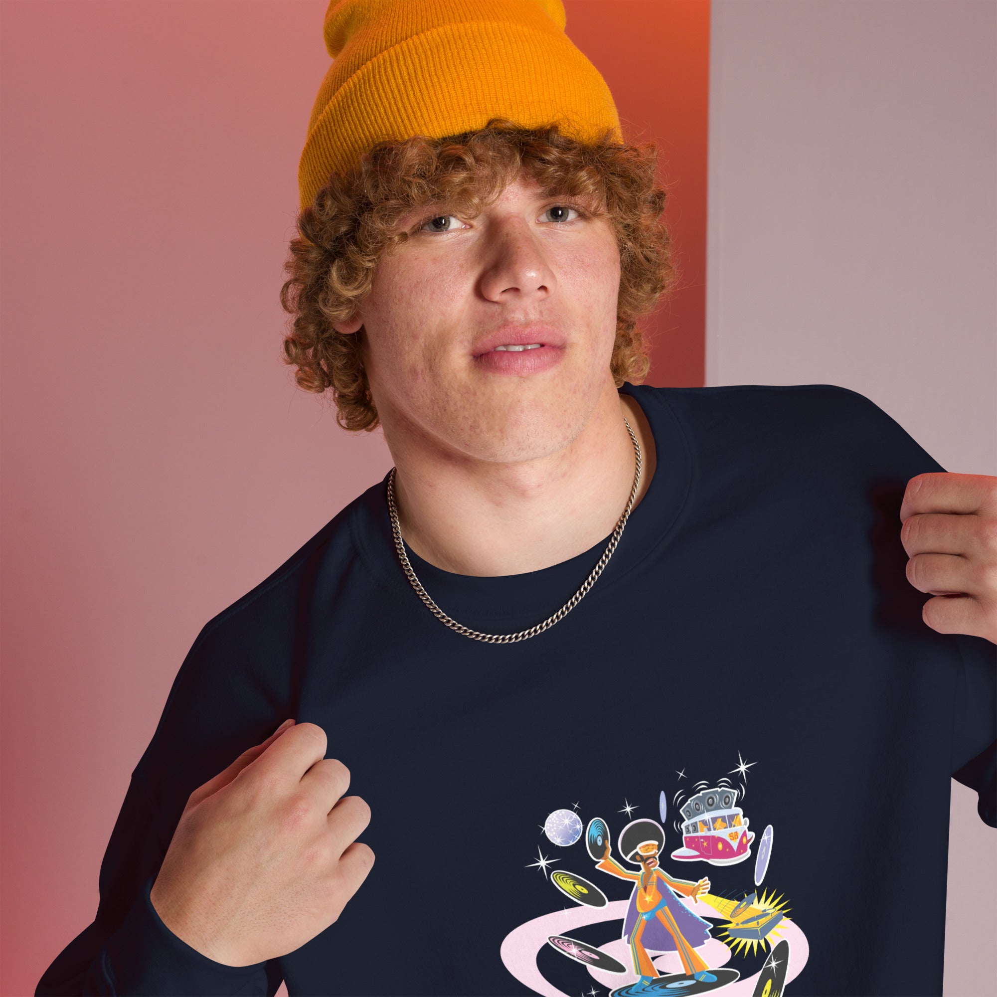 Sweat Unisexe à Col Rond Superboogieman sur couleurs foncées (face & dos)