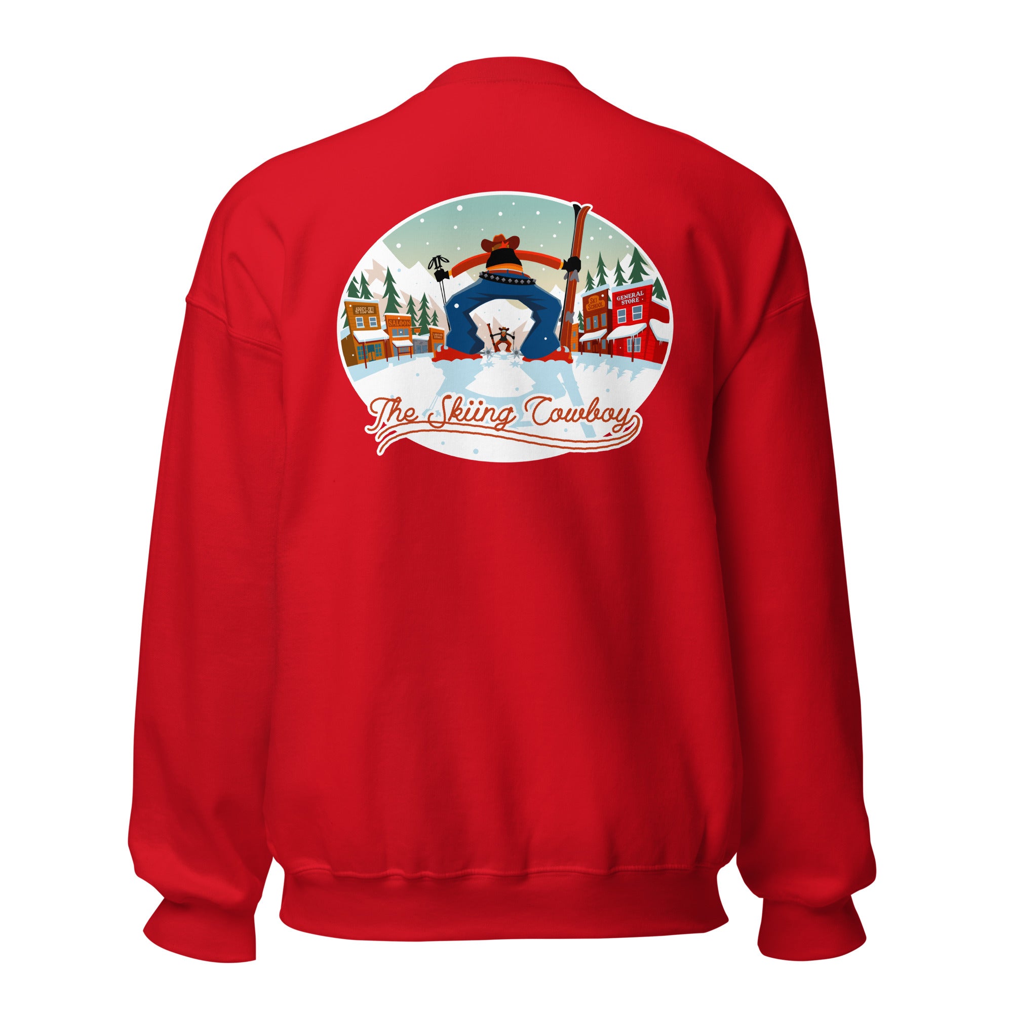 Sweat Unisexe à Col Rond Ski Fight at OK Corral sur couleurs claires (face & dos)