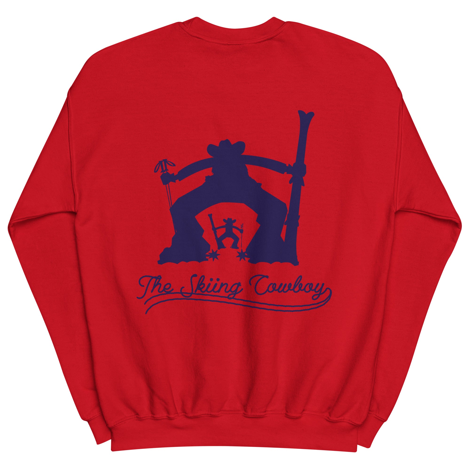 Sweat Unisexe à Col Rond Skiing Cowboy & Ski Fight at OK Corral Silhouette sur couleurs claires (face & dos)