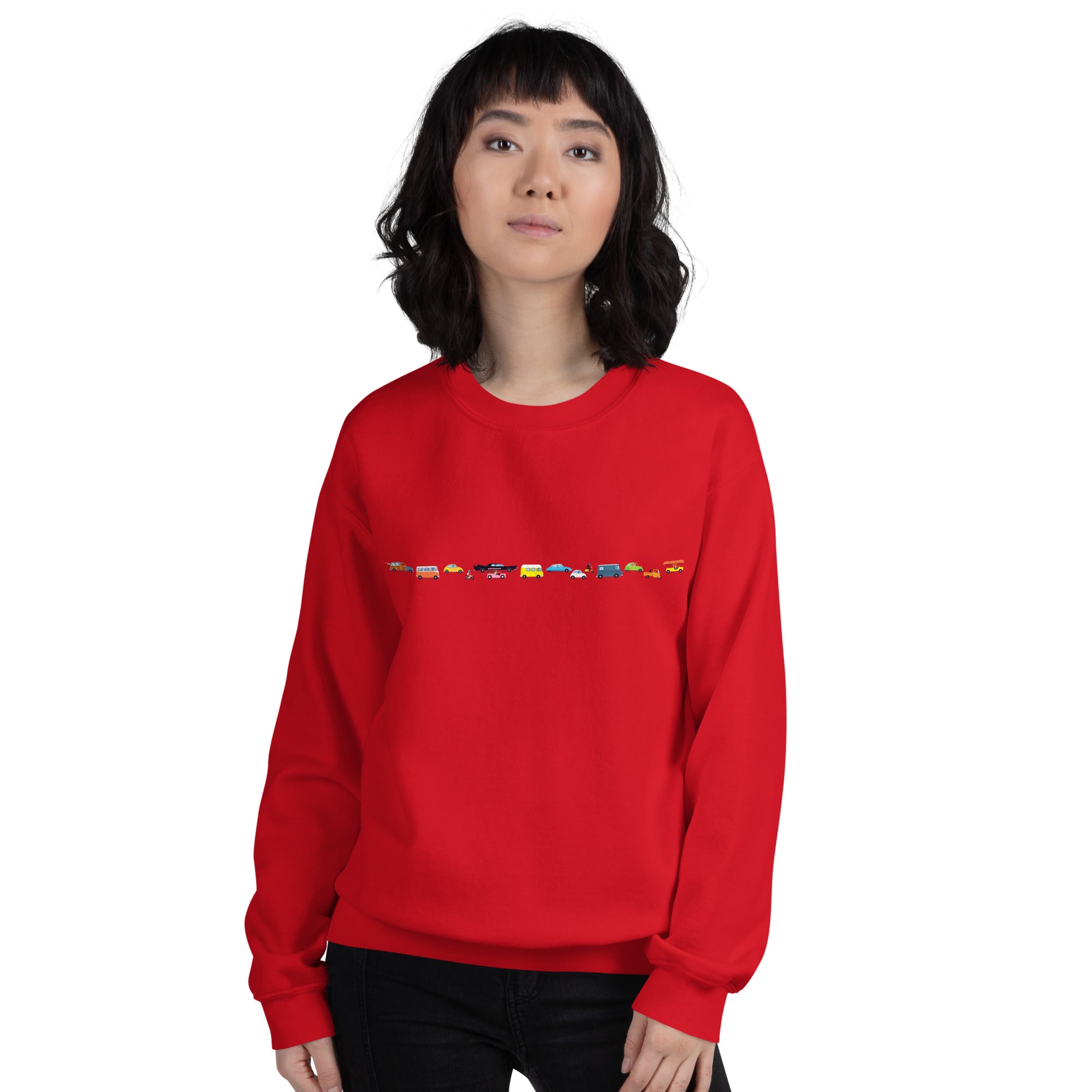 Sweat Unisexe à Col Rond Vintage Cars Traffic Jam sur couleurs claires