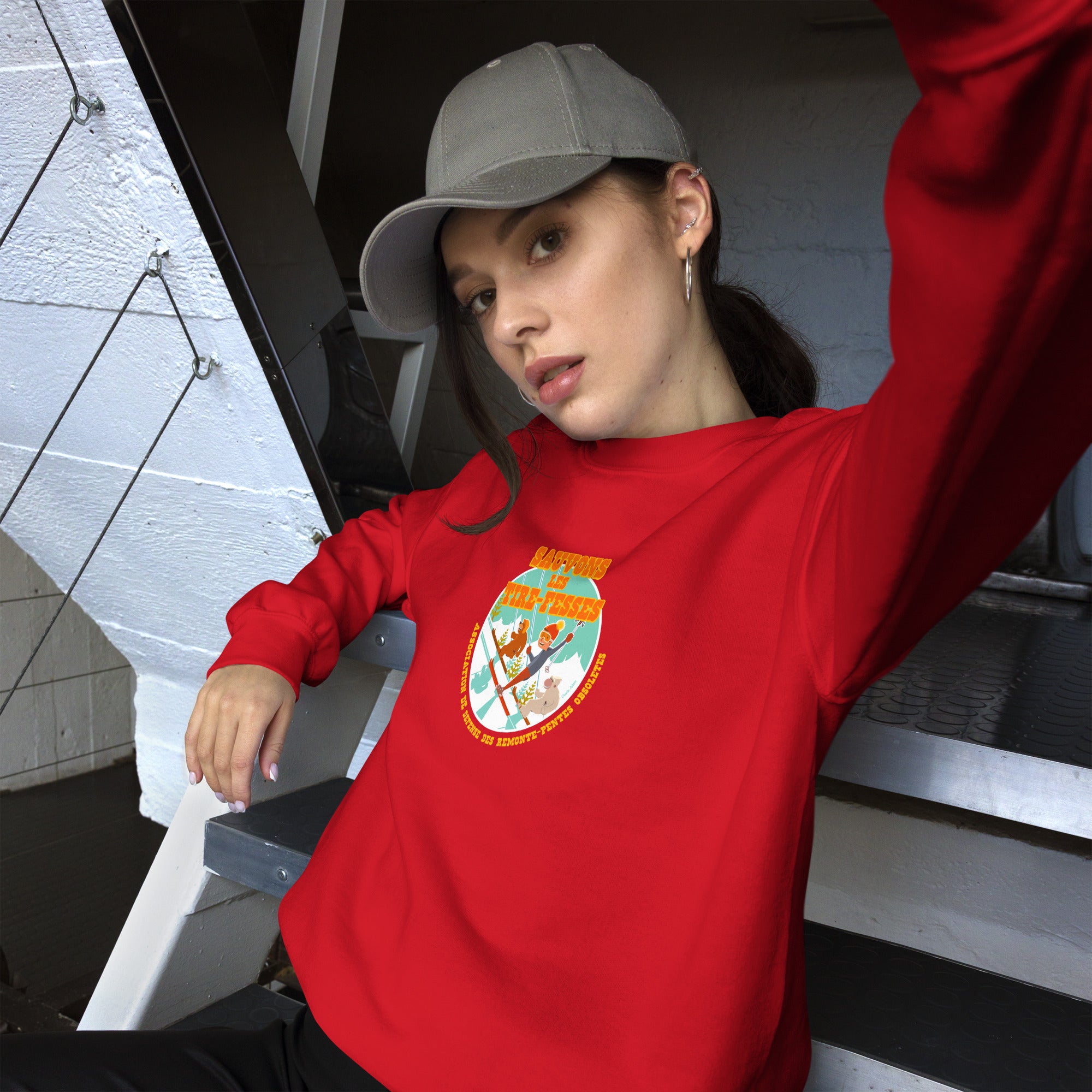 Sweat Unisexe à Col Rond Sauvons les Tires-fesses sur couleurs claires (face & dos)