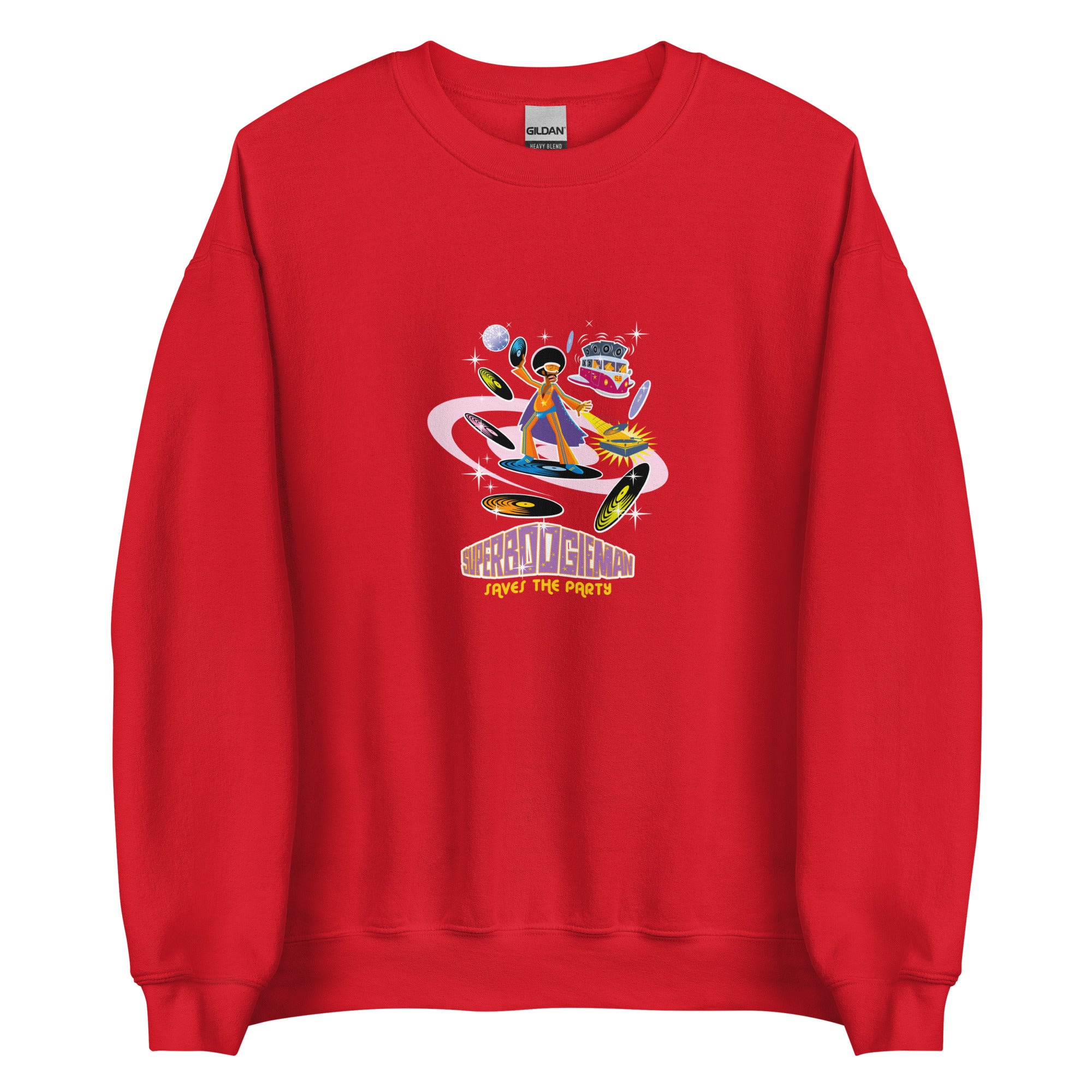 Sweat Unisexe à Col Rond Superboogieman sur couleurs claires (face & dos)